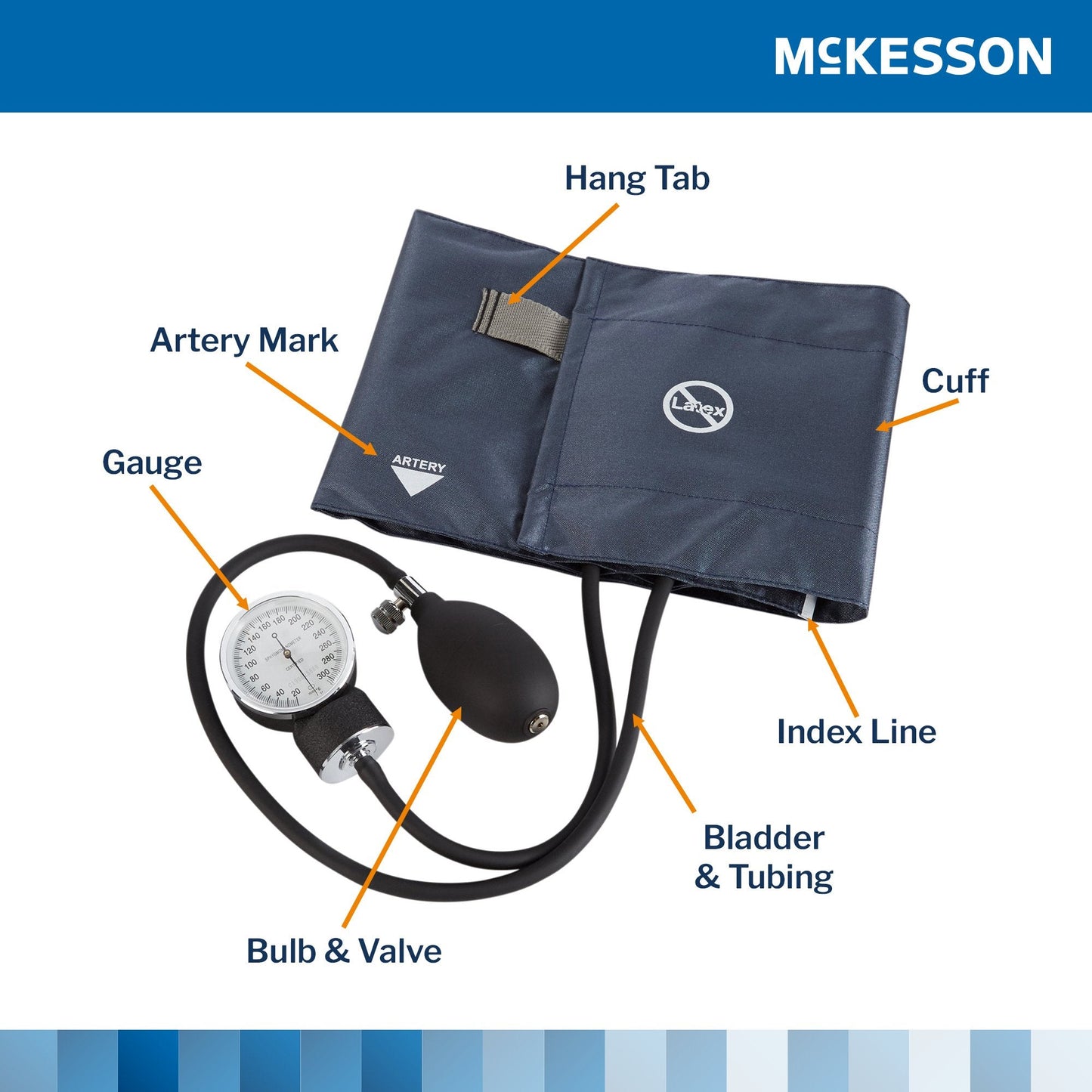 McKesson Aneroid Sphygmomanometer with Cuff, 2-Tube, Pocket-Size, Large Cuff 01-775-12XNGM