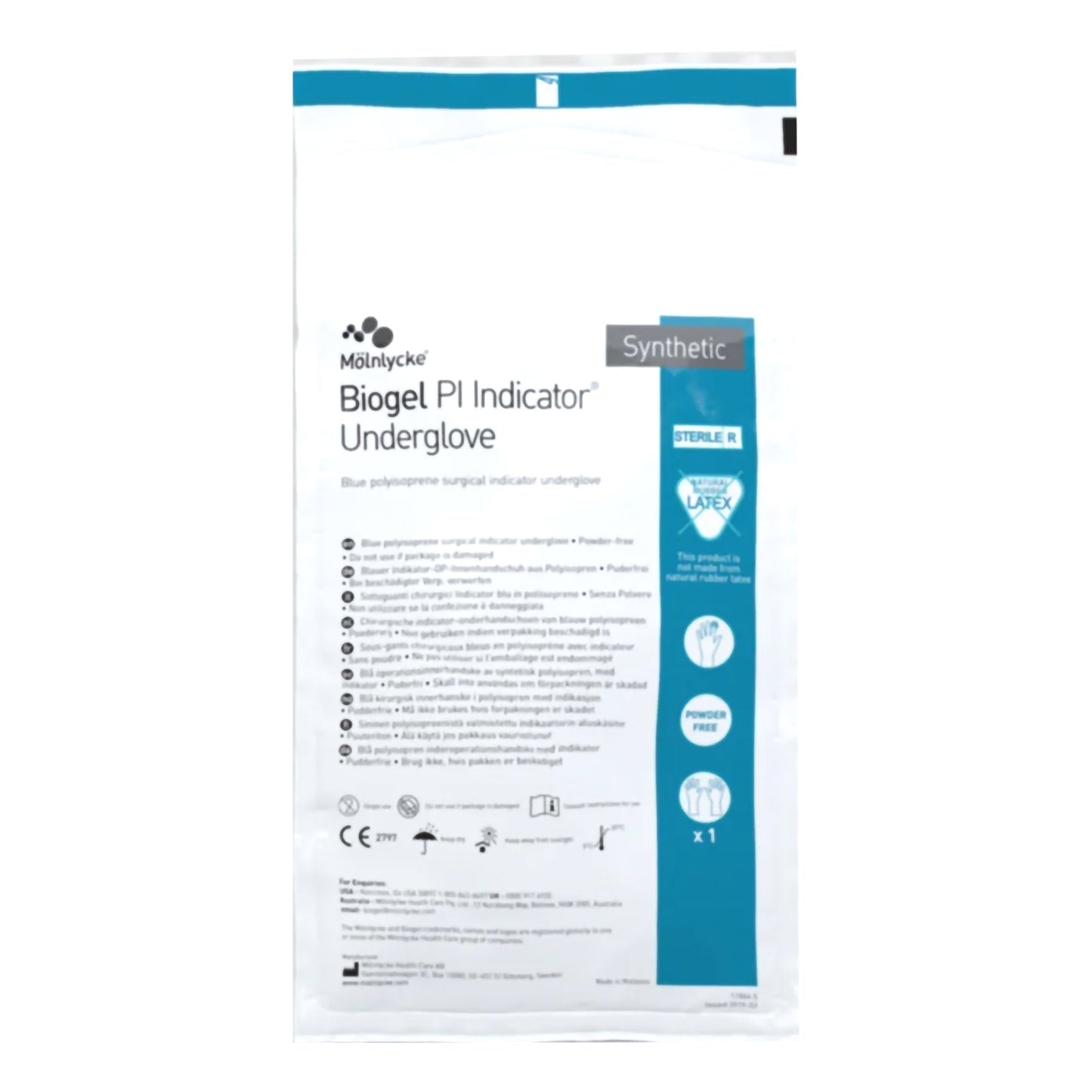 Biogel® PI Indicator Polyisoprene Surgical Underglove, Size 7.5, Blue 41675
