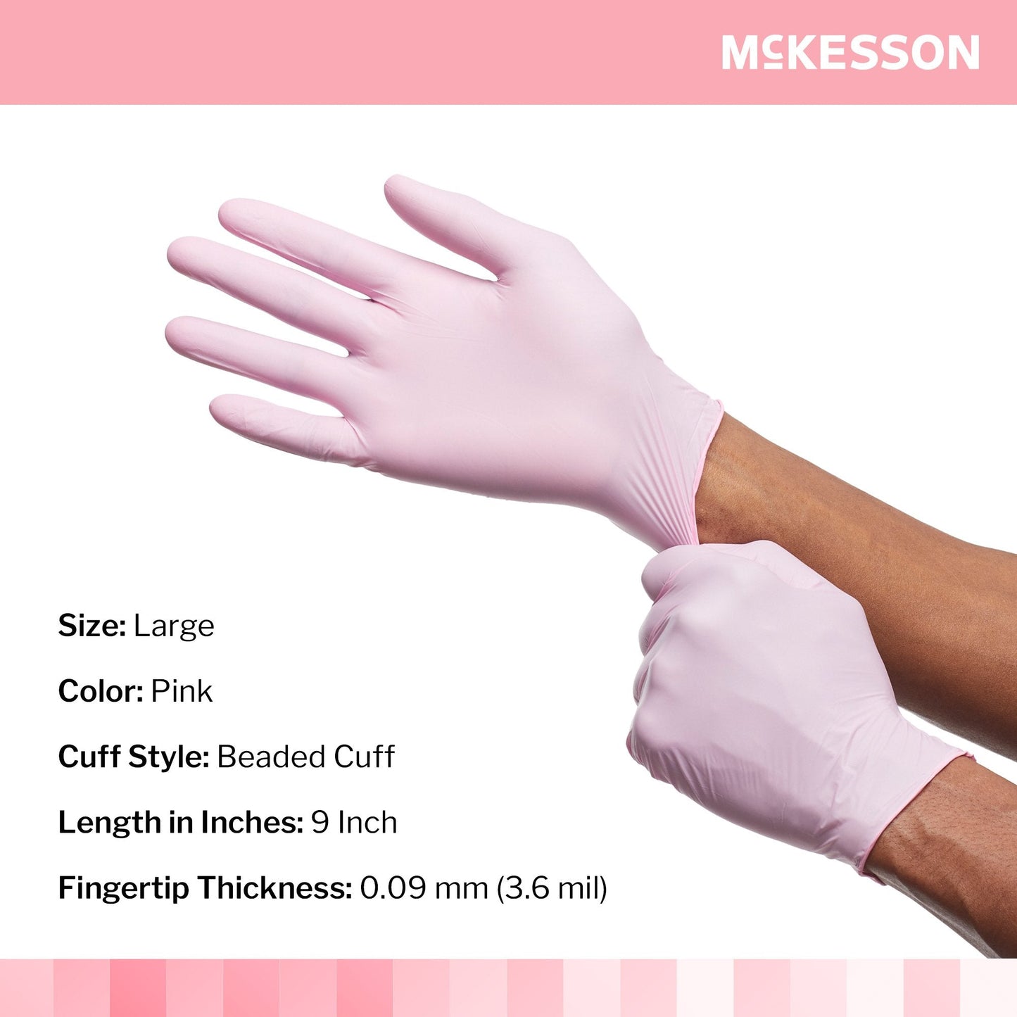 McKesson Pink Nitrile® Nitrile Exam Glove, Large, Pink 14-6NPNK6