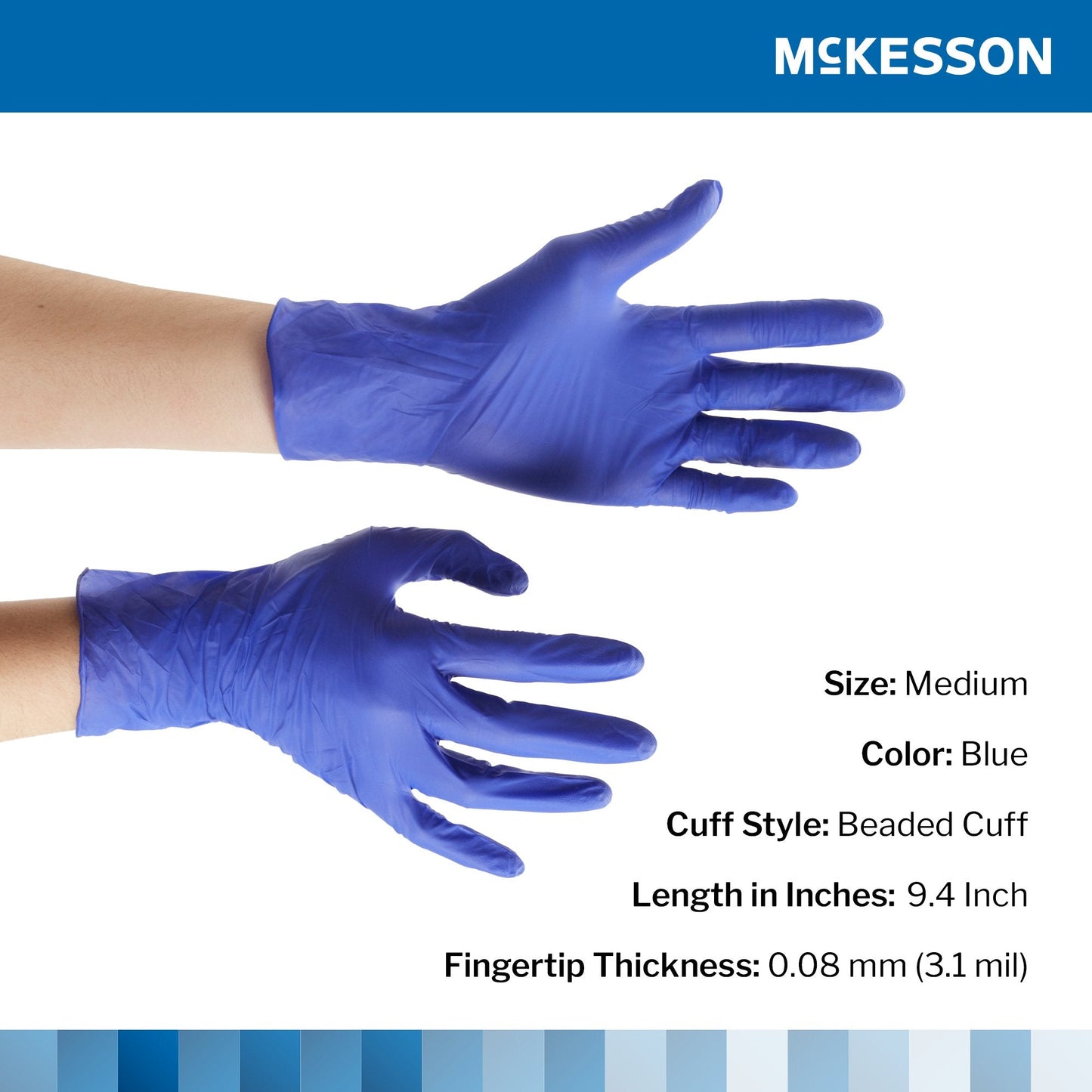 McKesson Confiderm® 4.5C Nitrile Exam Glove, Medium, Blue 14-6N34