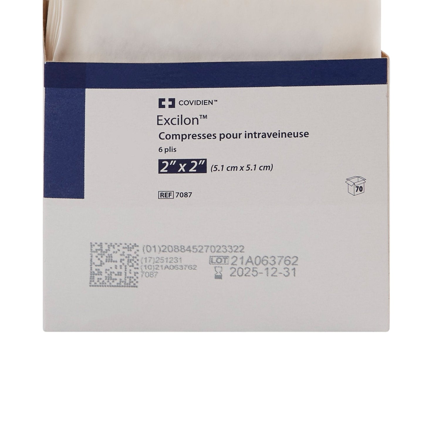 Excilon™ I.V. / Drain Split Dressing, 2 x 2 inch, Six-Ply 7087-