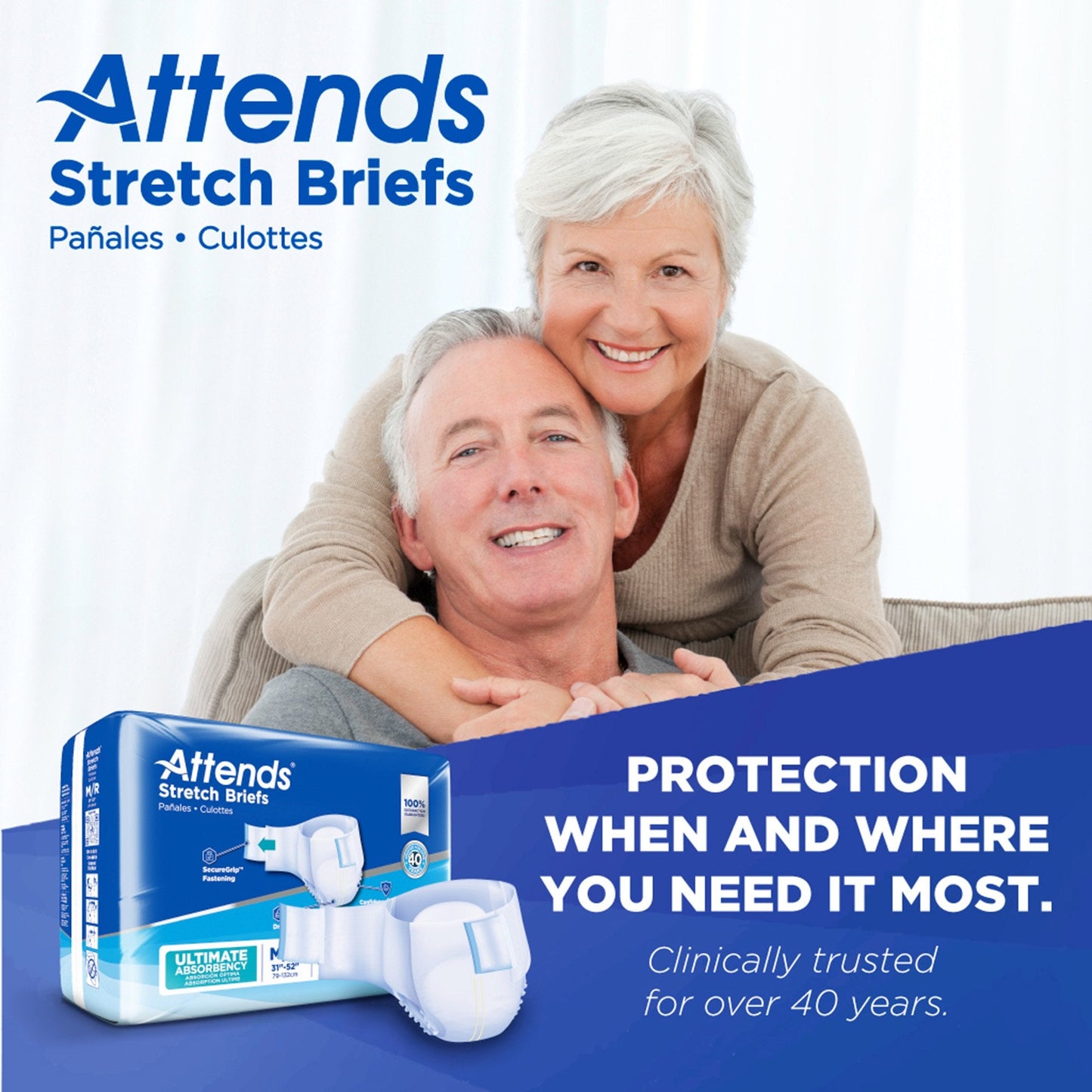 Attends® Stretch Briefs, Medium / Regular DDSMR