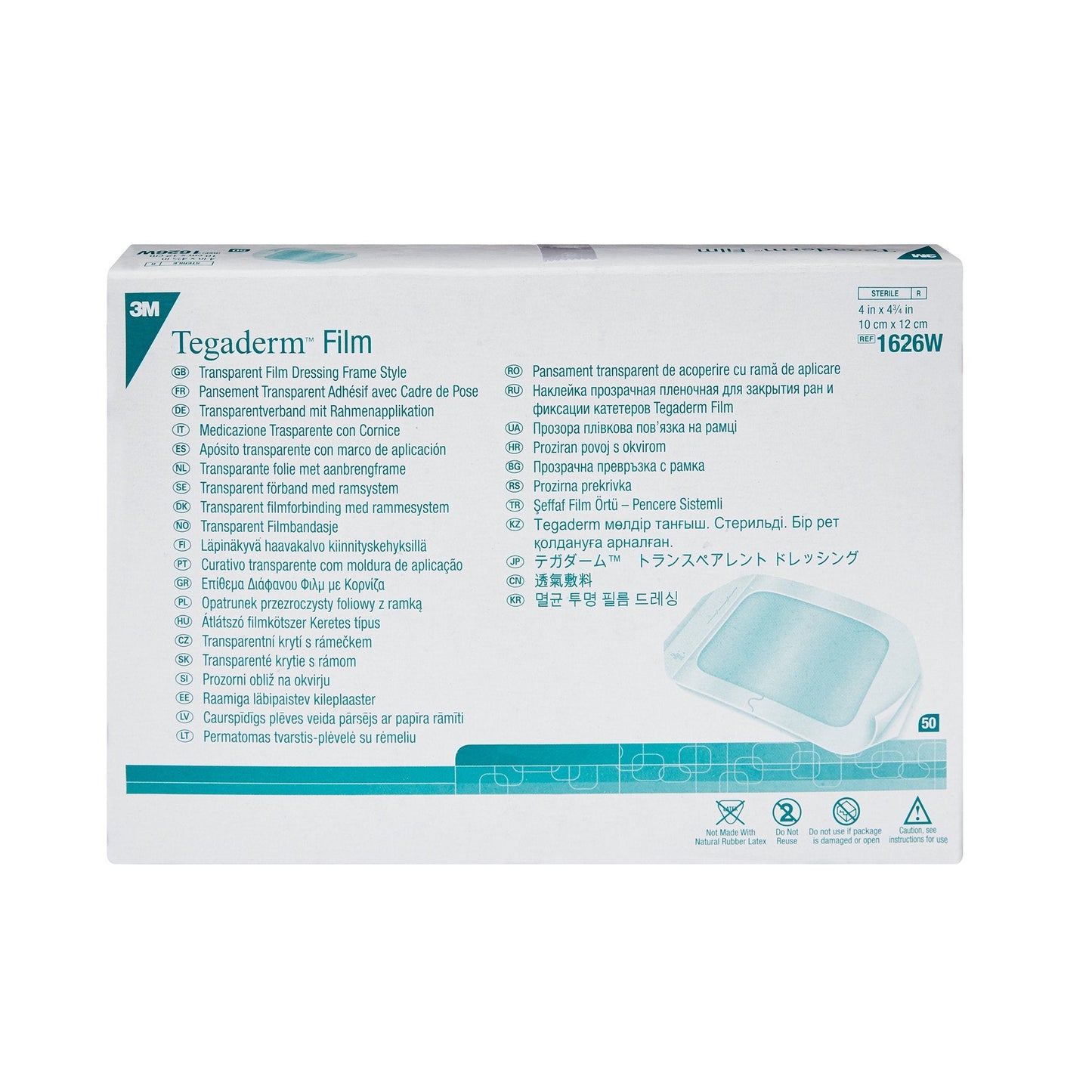 3M™ Tegaderm Transparent Film Dressing, 4 x 4-3/4 Inch 1626W