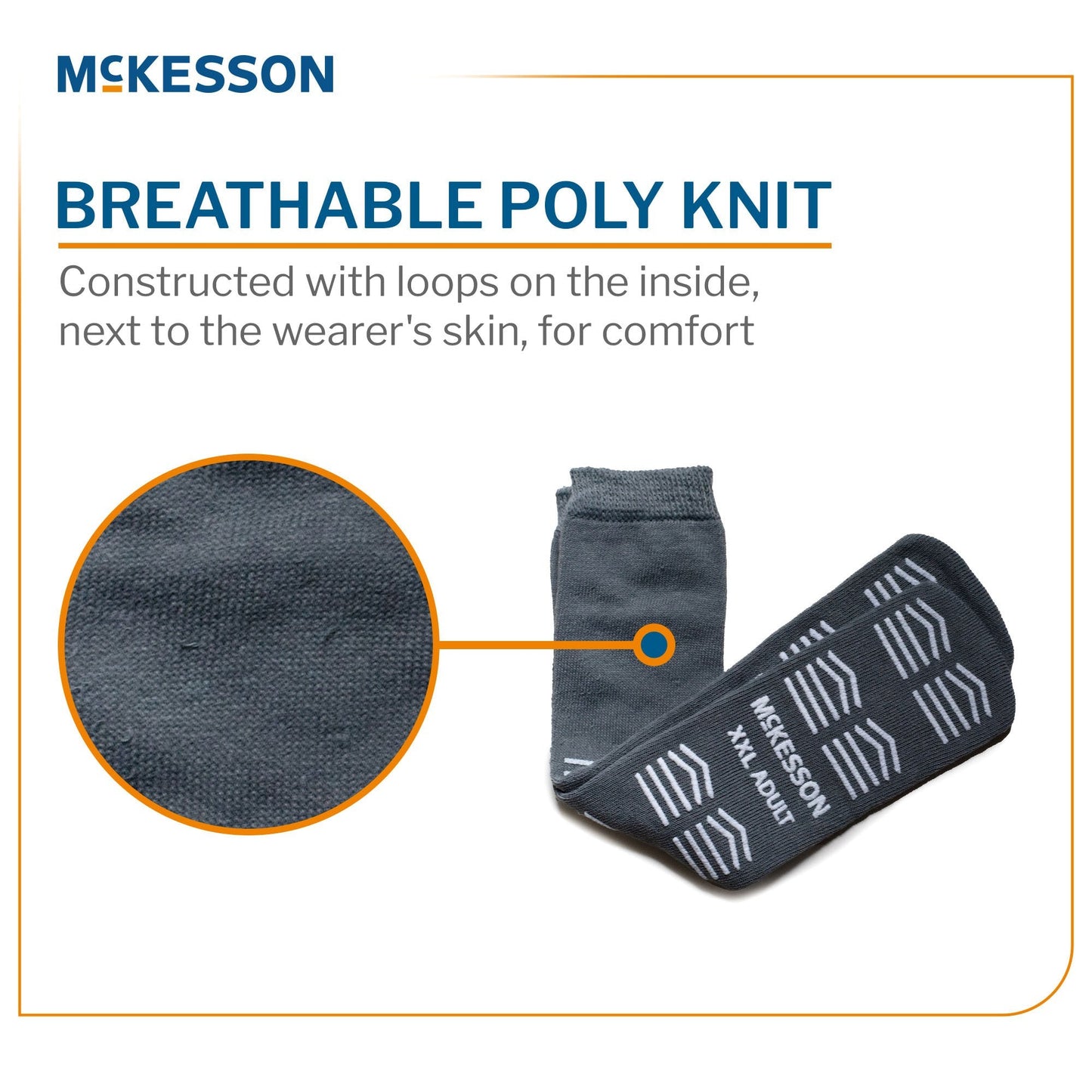Slipper Socks McKesson Unisex Adult 2X-Large Double Tread Single Patient Use Gray 16-XXL-3800-D