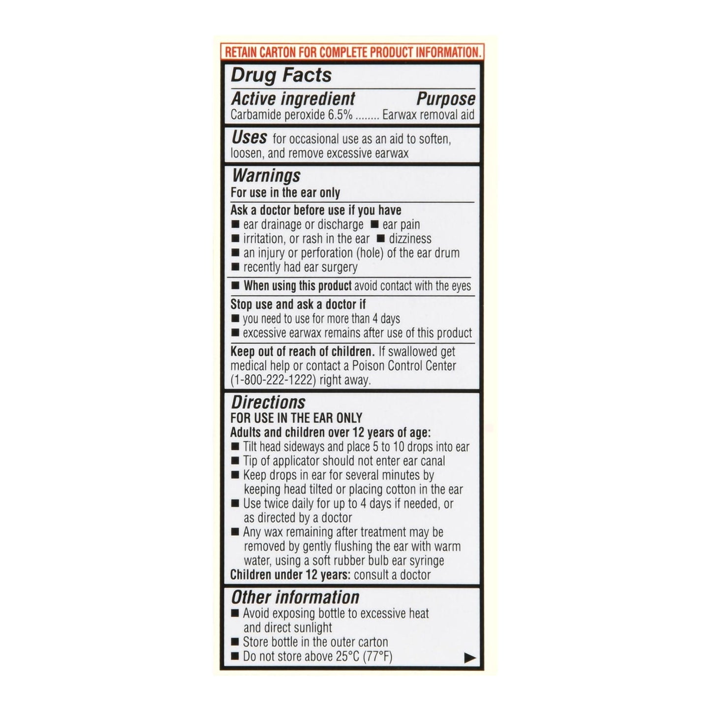 Foster & Thrive™ Earwax Removal Drops Carbamide Peroxide 6.5%, 0.5 Ounce 70677115401