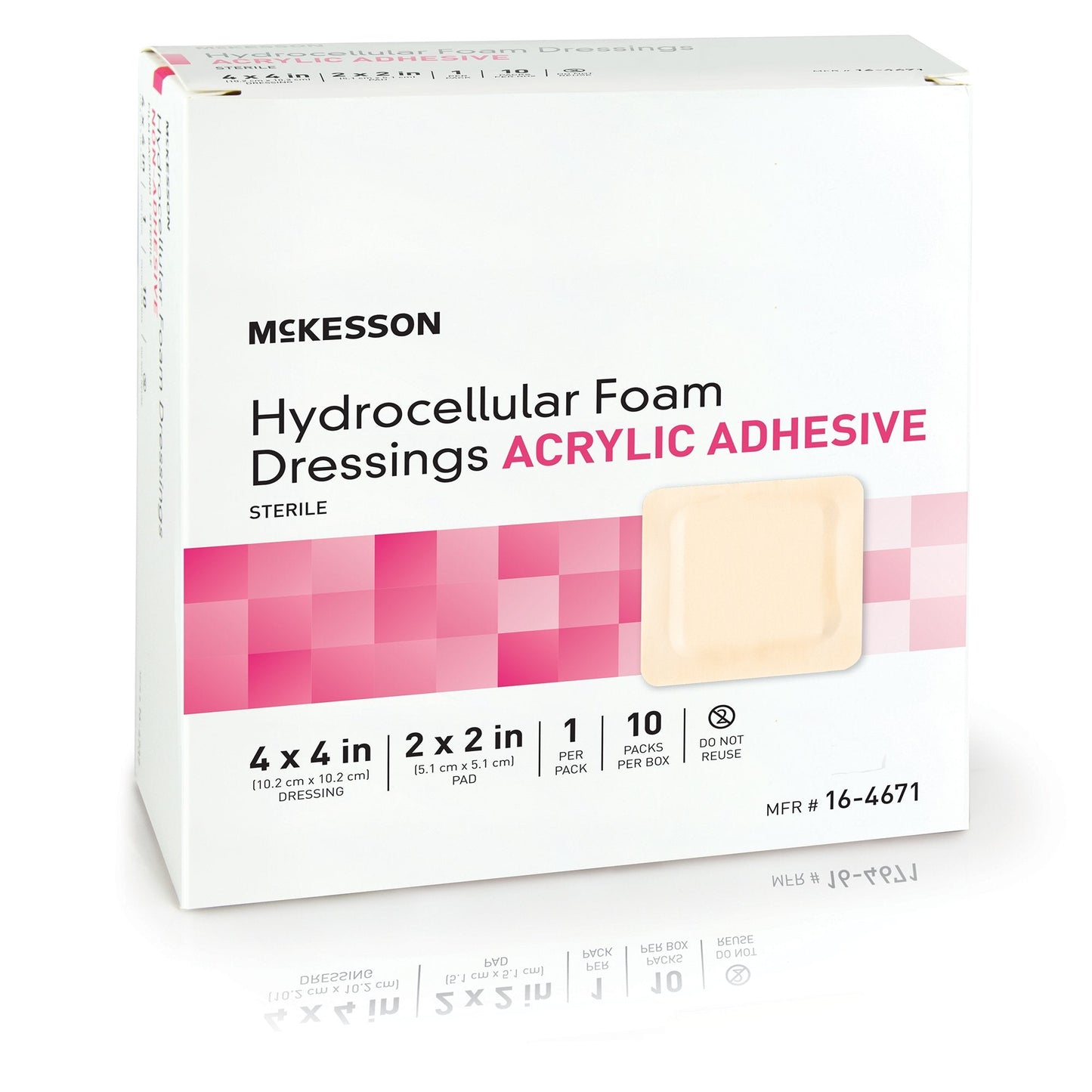 McKesson Acrylic Adhesive with Border Foam Dressing, 4 x 4 Inch 16-4671