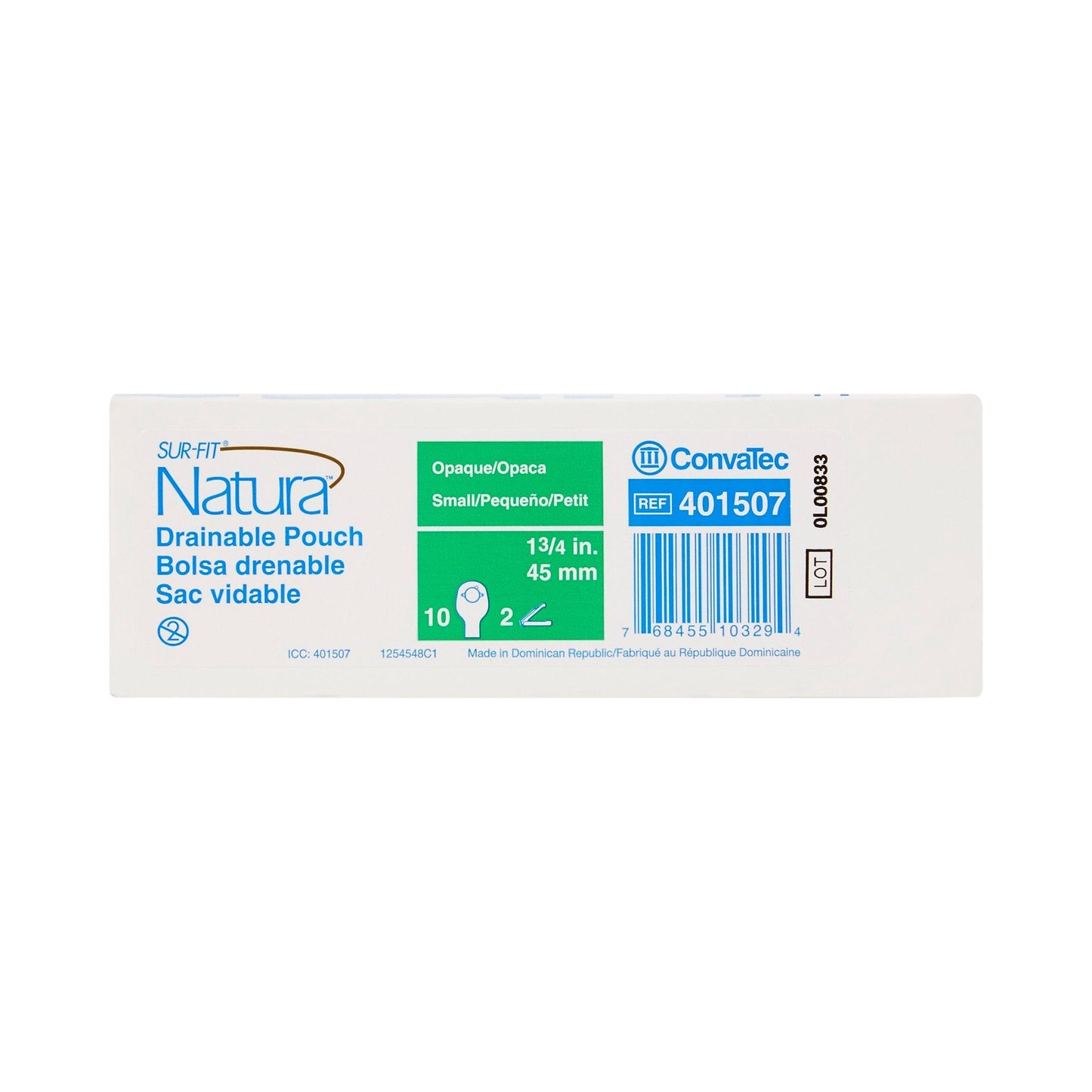 Sur-Fit Natura® Two-Piece Opaque Colostomy Pouch, 10 Inch Length, 1¾ Inch Flange 401507