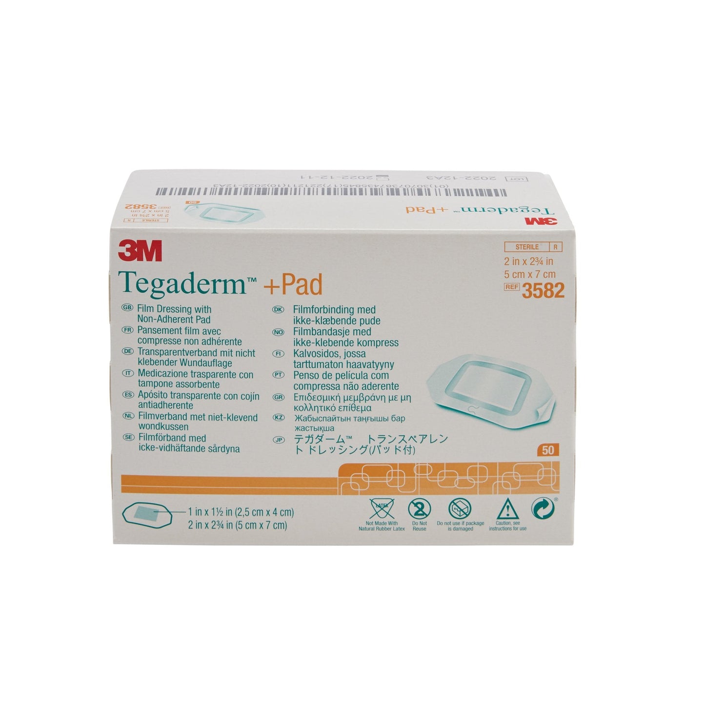 3M™ Tegaderm™ Film Dressing with Pad, 2 x 2-3/4 Inch 3582
