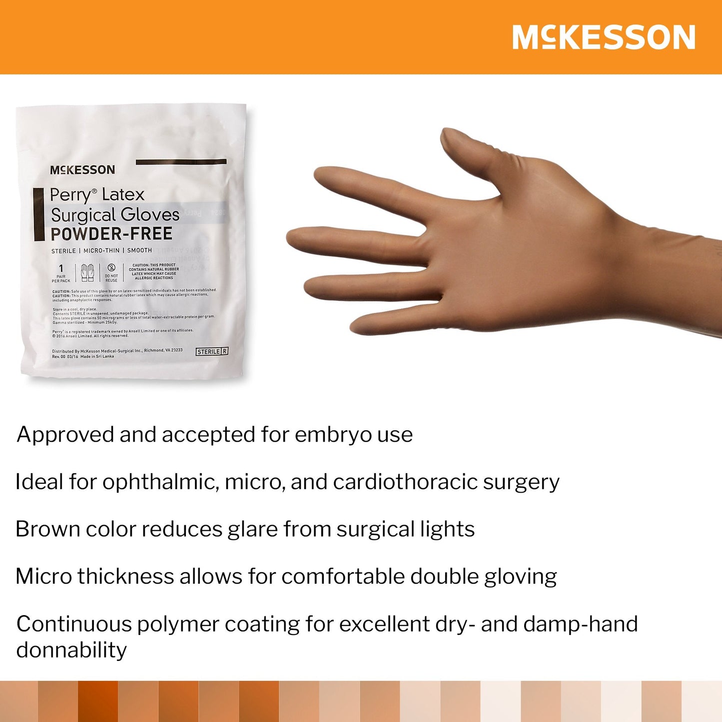 McKesson Perry® Latex Surgical Glove, Size 8, Brown 20-1380N