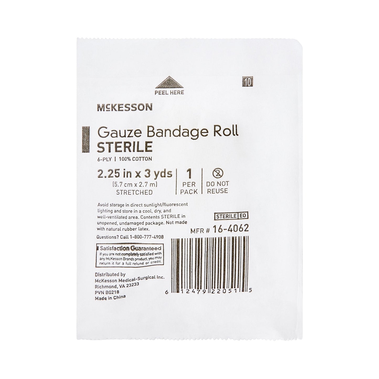 McKesson Sterile Fluff Bandage Roll, 2-1/4 Inch x 3 Yard, 6-Ply 16-4062