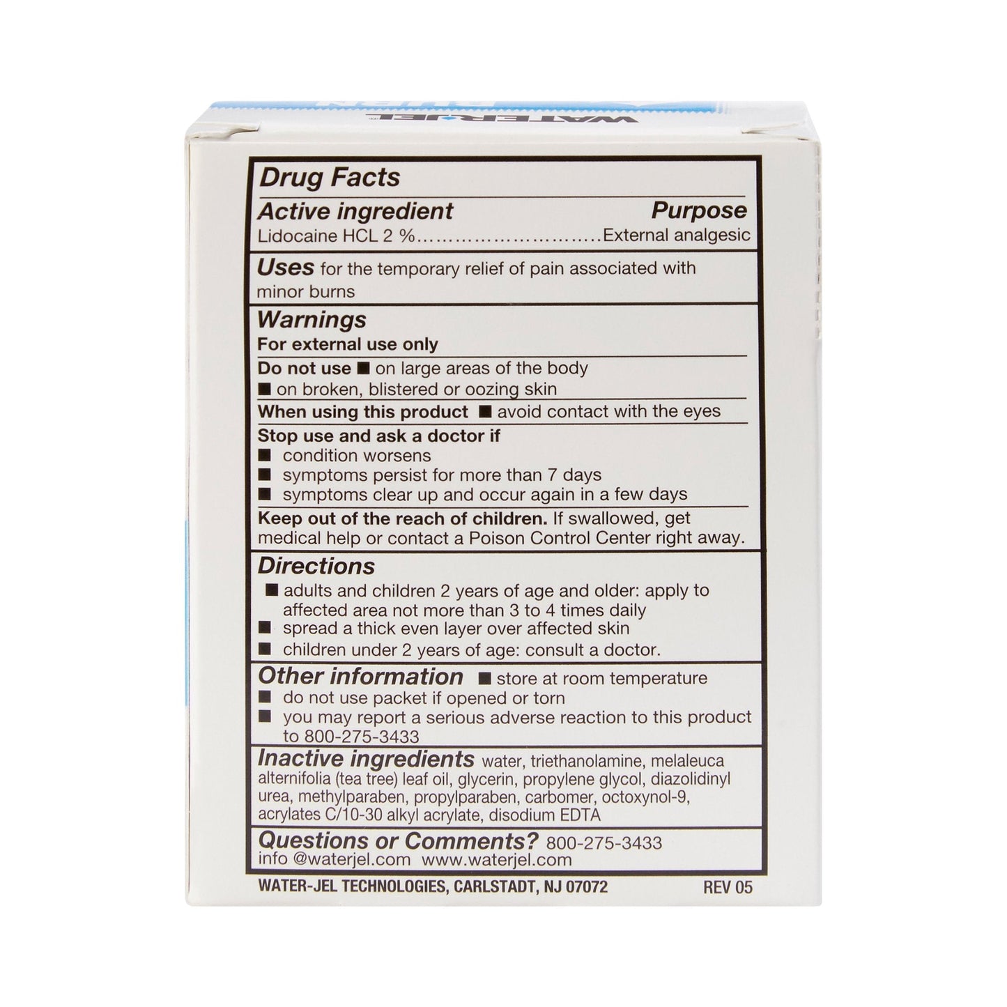 Water Jel® Burn Jel® Lidocaine Burn Relief 600U-1.00.000