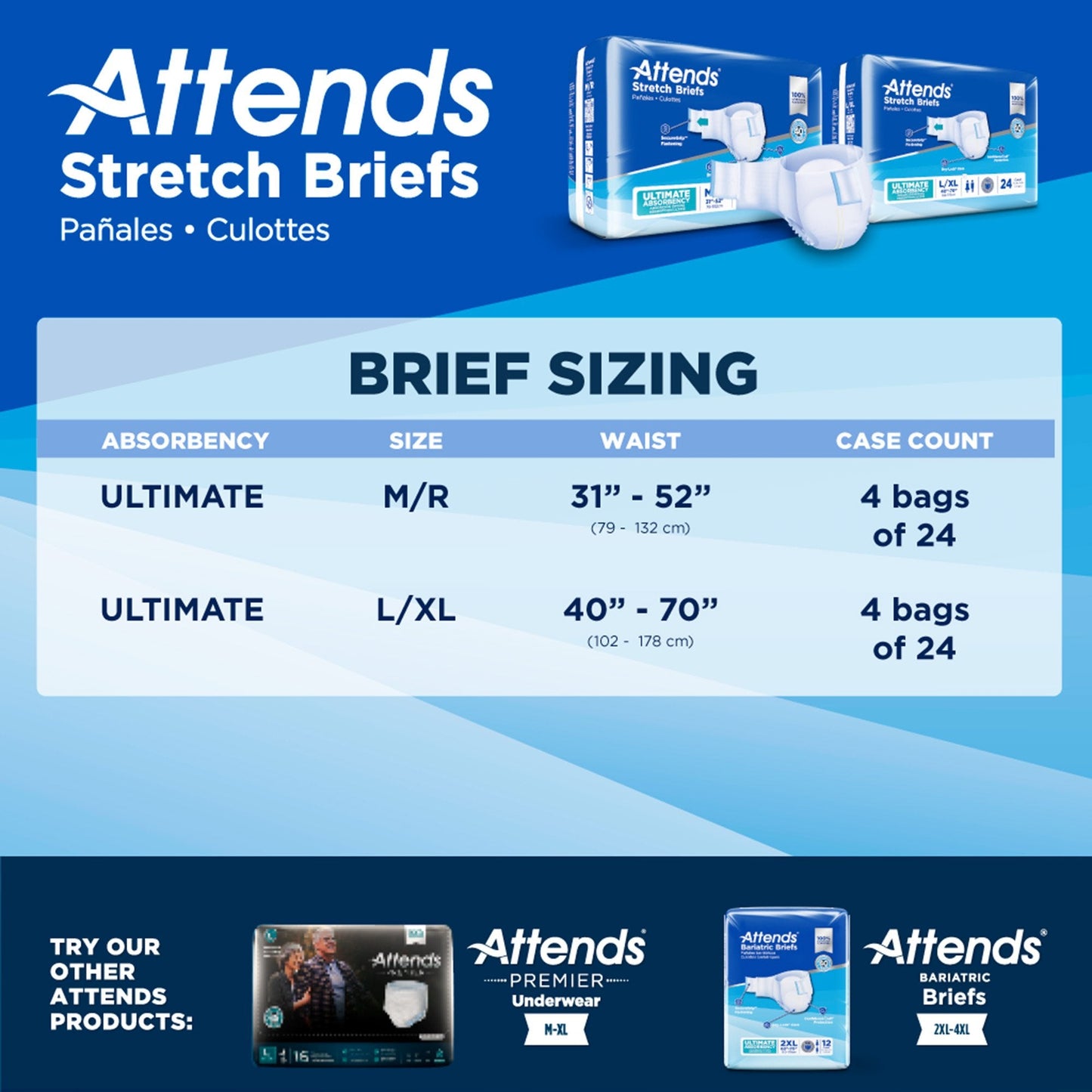 Attends® Stretch Briefs, Large / X-Large DDSLXL