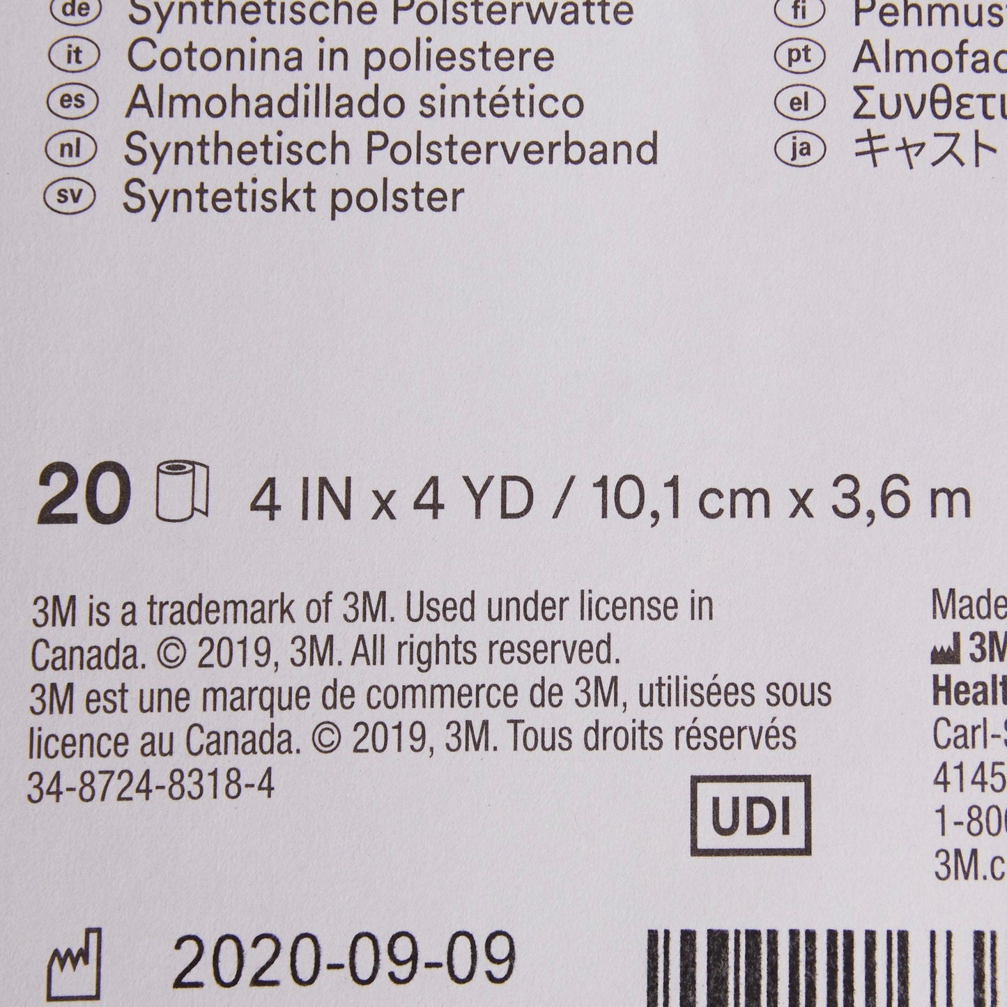 3M™ White Polyester Undercast Cast Padding, 4 Inch x 4 Yard CMW04