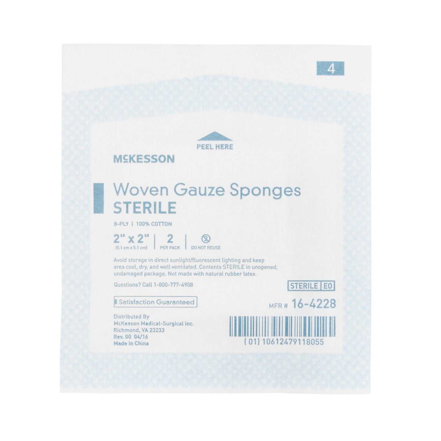 McKesson Sterile Gauze Sponge, 2 x 2 Inch, Eight Ply 16-4228