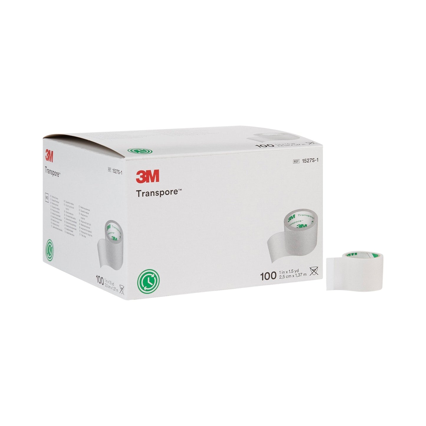 3M™ Transpore™ Plastic Medical Tape, 1 Inch x 1-1/2 Yard, Transparent 1527S-1