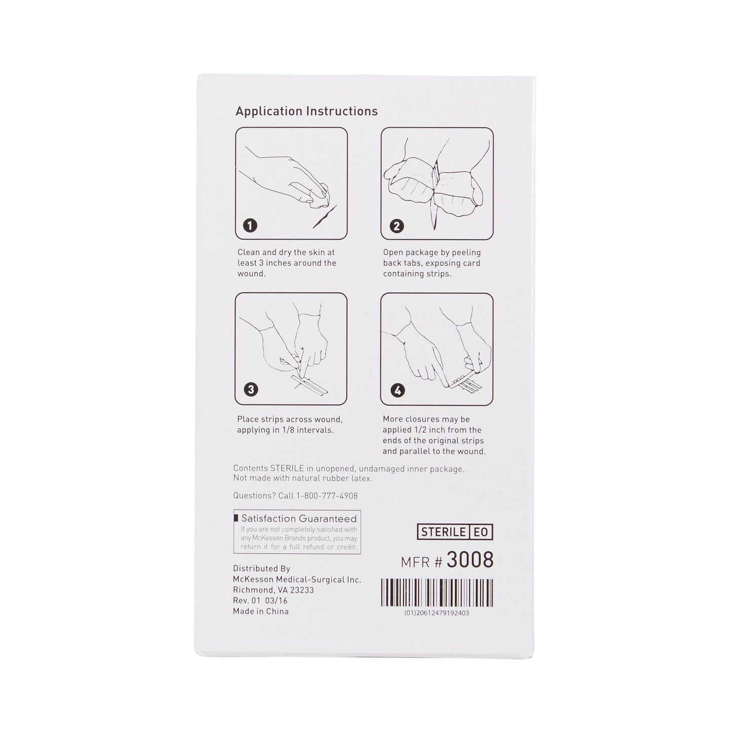 McKesson Skin Closure Reinforced Strip, ¼ X 1½ Inch 3008
