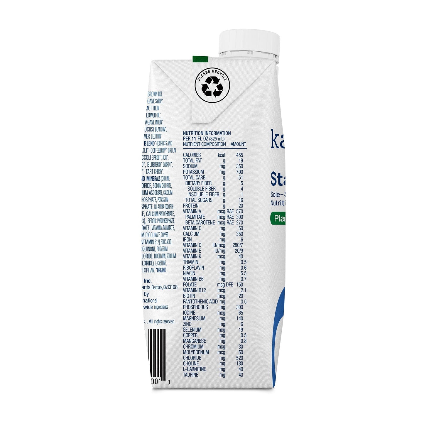 Kate Farms® Standard 1.4 Sole-Source Nutrition Formula, 11-ounce carton 811112030027