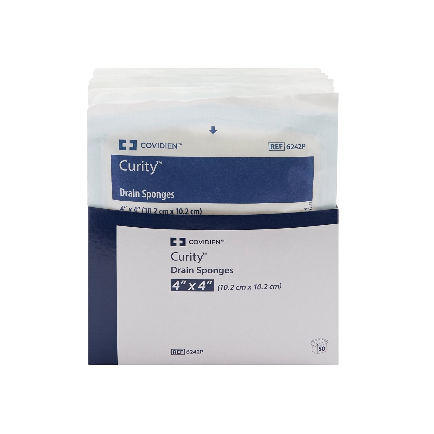 Curity™ Drain Sponge, 4 x 4 Inch, 6-Ply 6242P