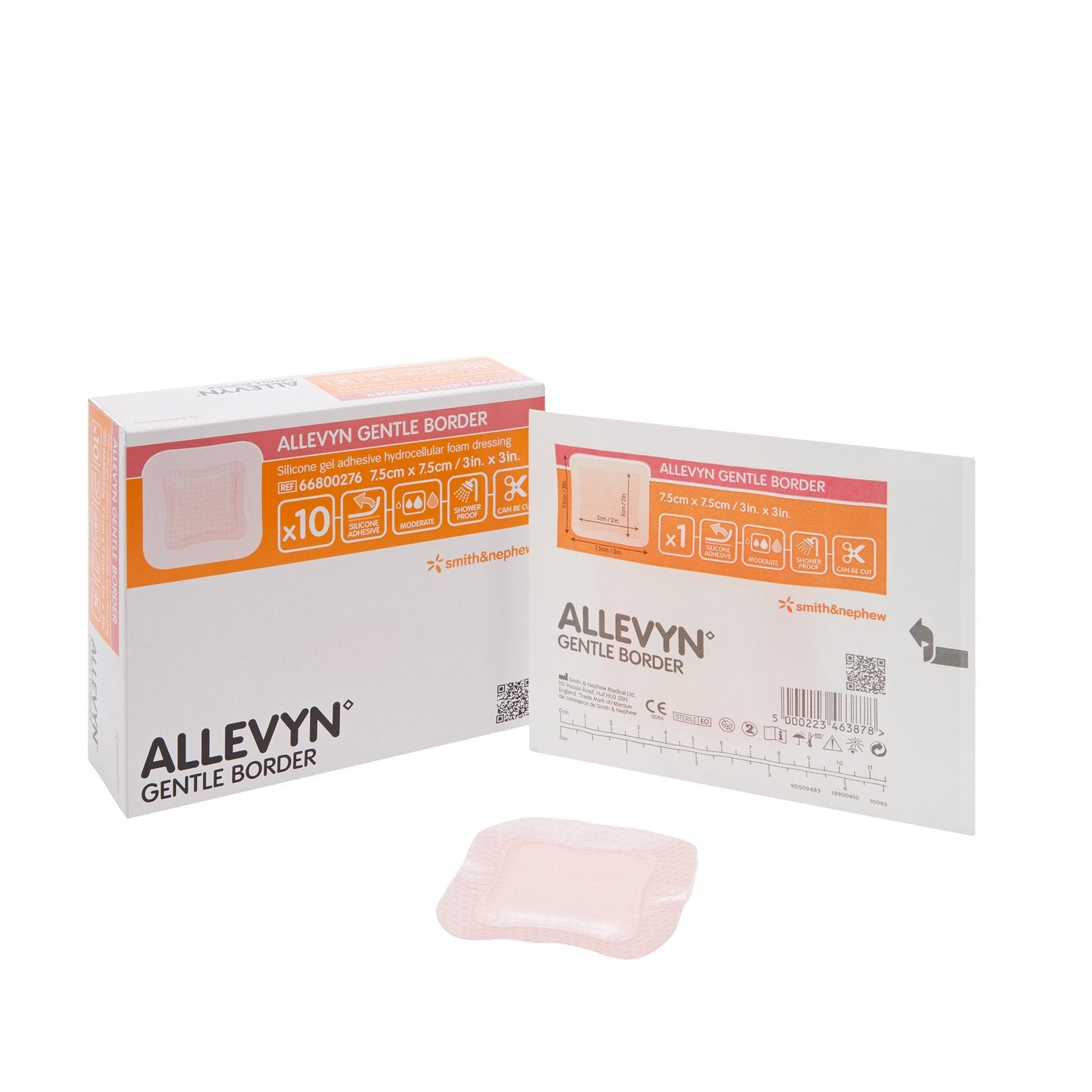 Allevyn Gentle Border Silicone Foam Dressing, 3 x 3 Inch 66800276