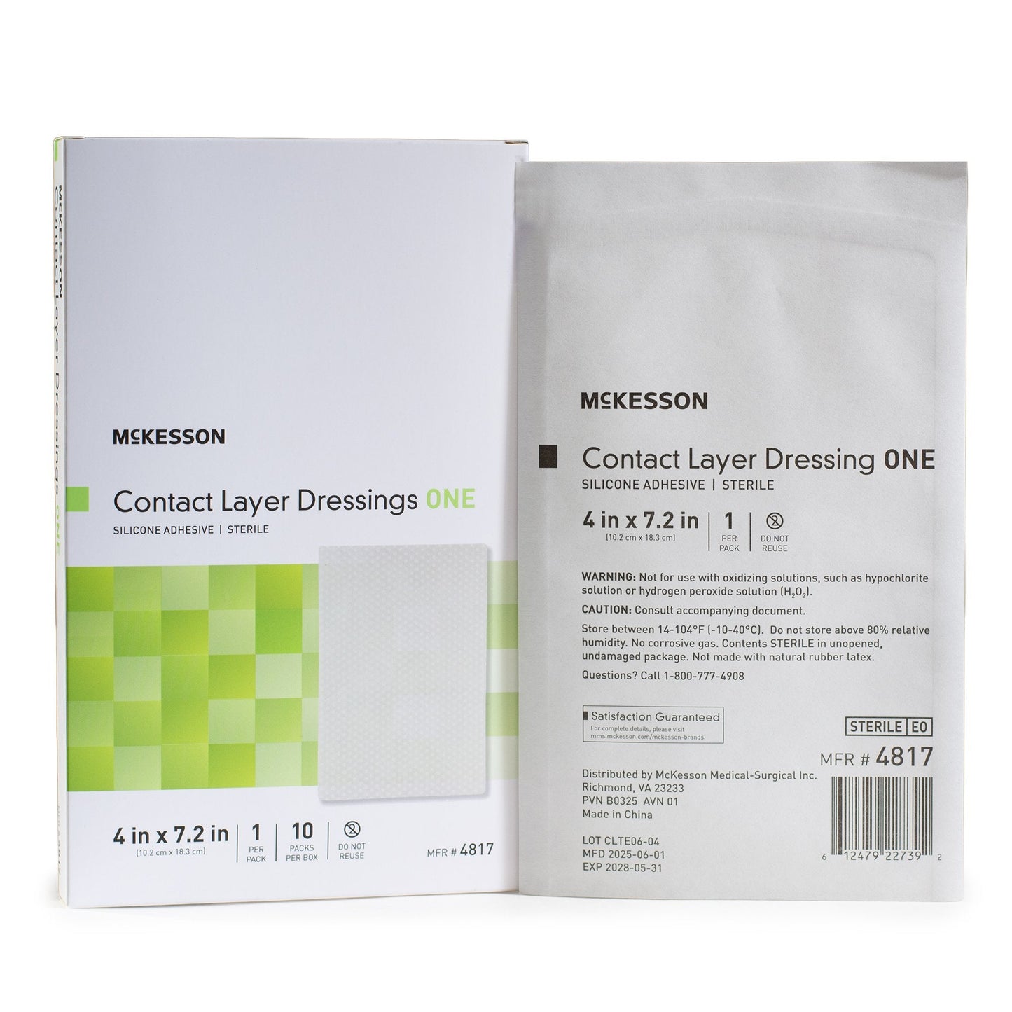 McKesson Silicone Wound Contact Layer Dressing, 4 x 7-2/5 Inch 4817