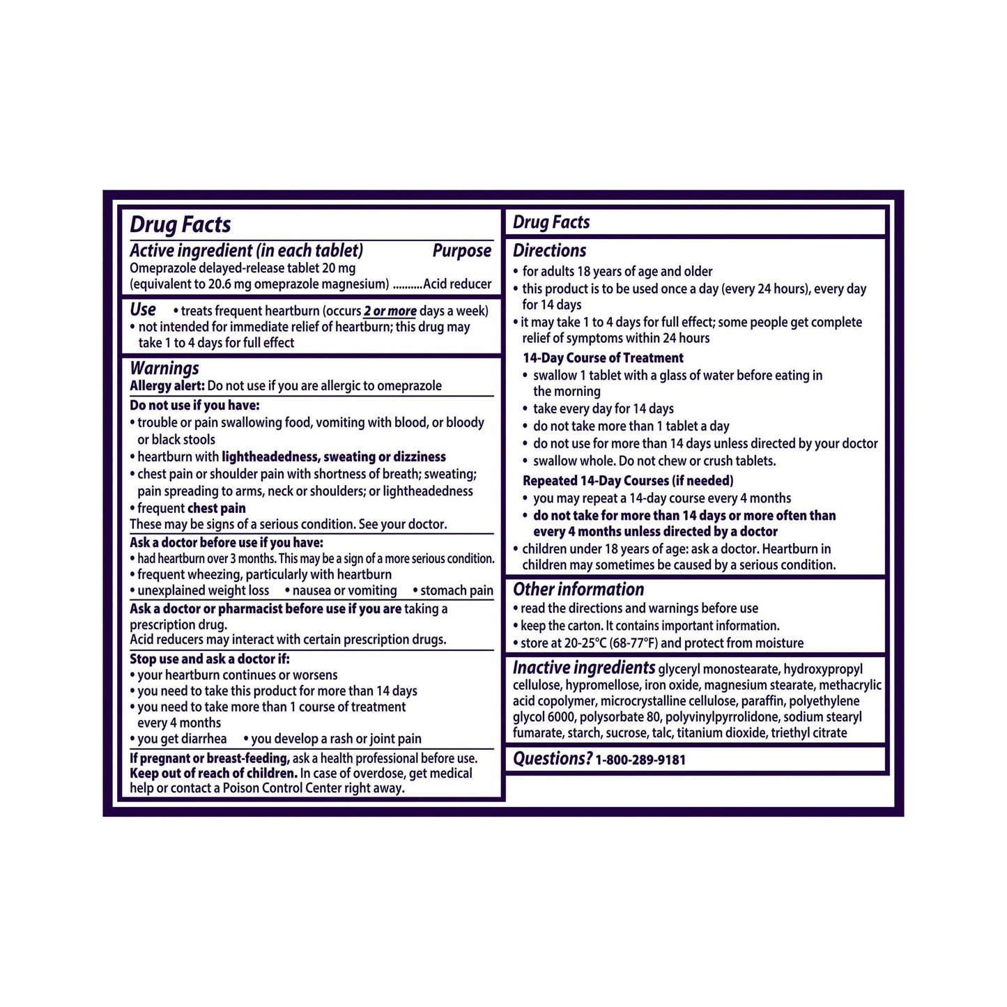 Prilosec OTC® Omeprazole 20 mg Acid Reducer Tablets 37000045503