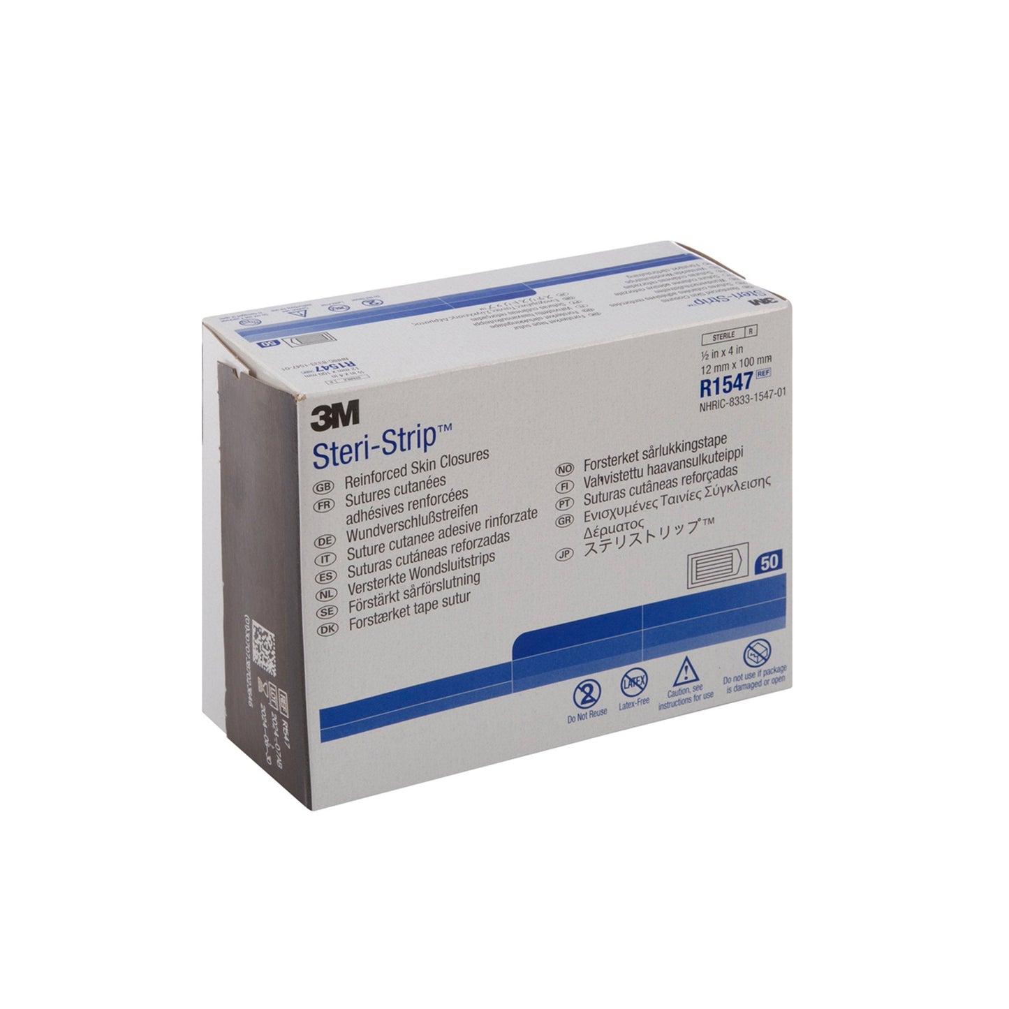 3M Steri-Strip Skin Closure Strips, 1/2 x 4 inch, Reinforced Strip, White R1547
