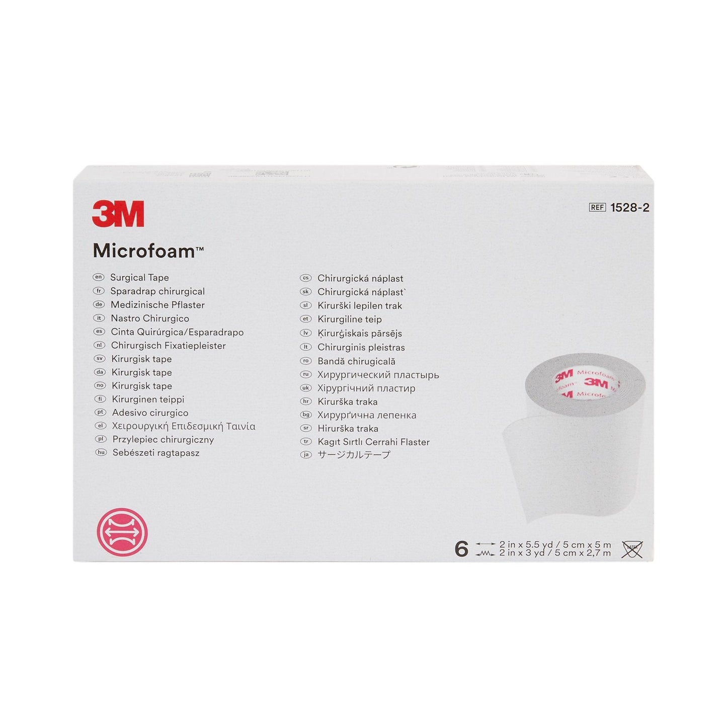 3M™ Microfoam™ Foam / Acrylic Adhesive Medical Tape, 2 Inch x 5-1/2 Yard, White 1528-2