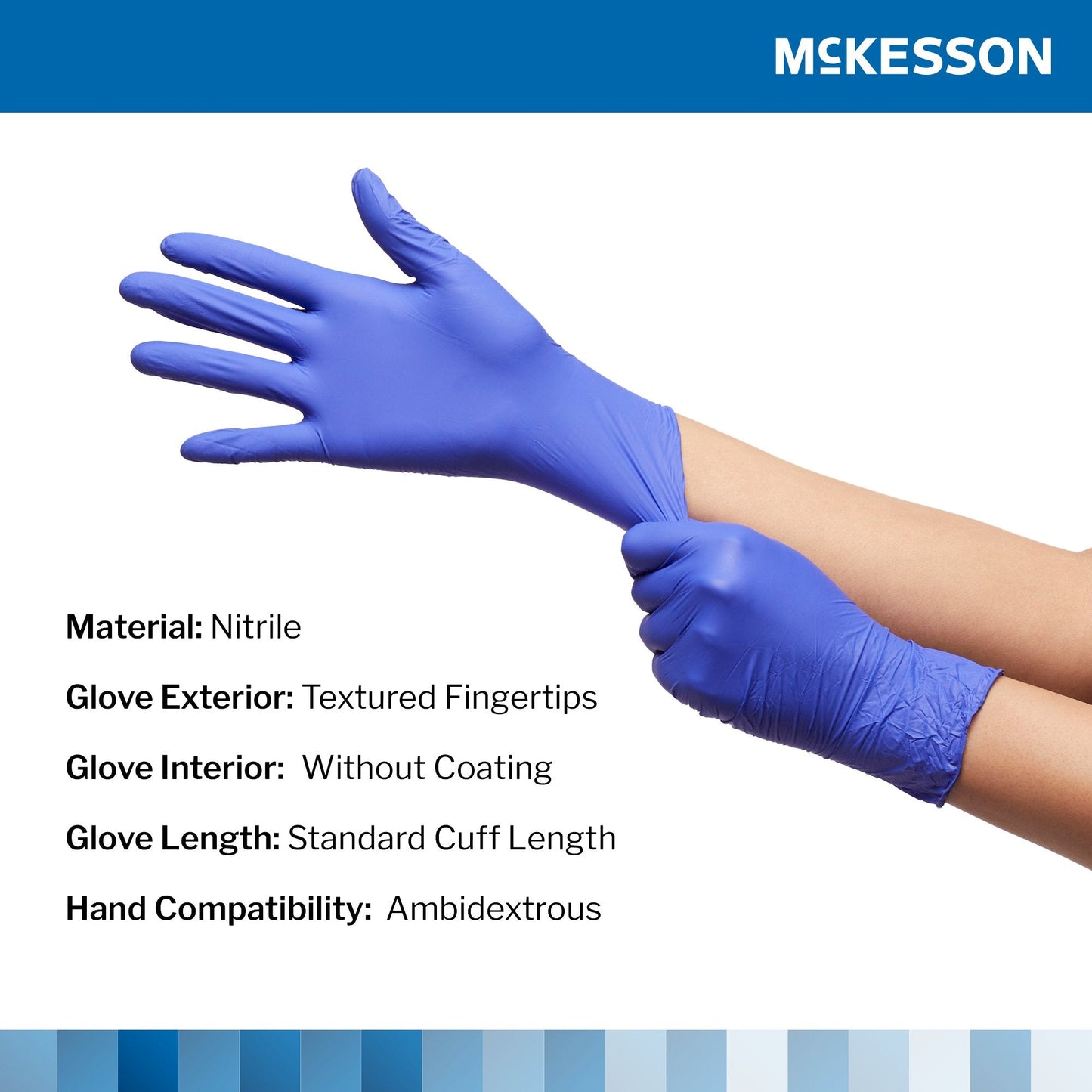 McKesson Confiderm® 3.0 Nitrile Exam Glove, Large, Blue 14-6N36EC