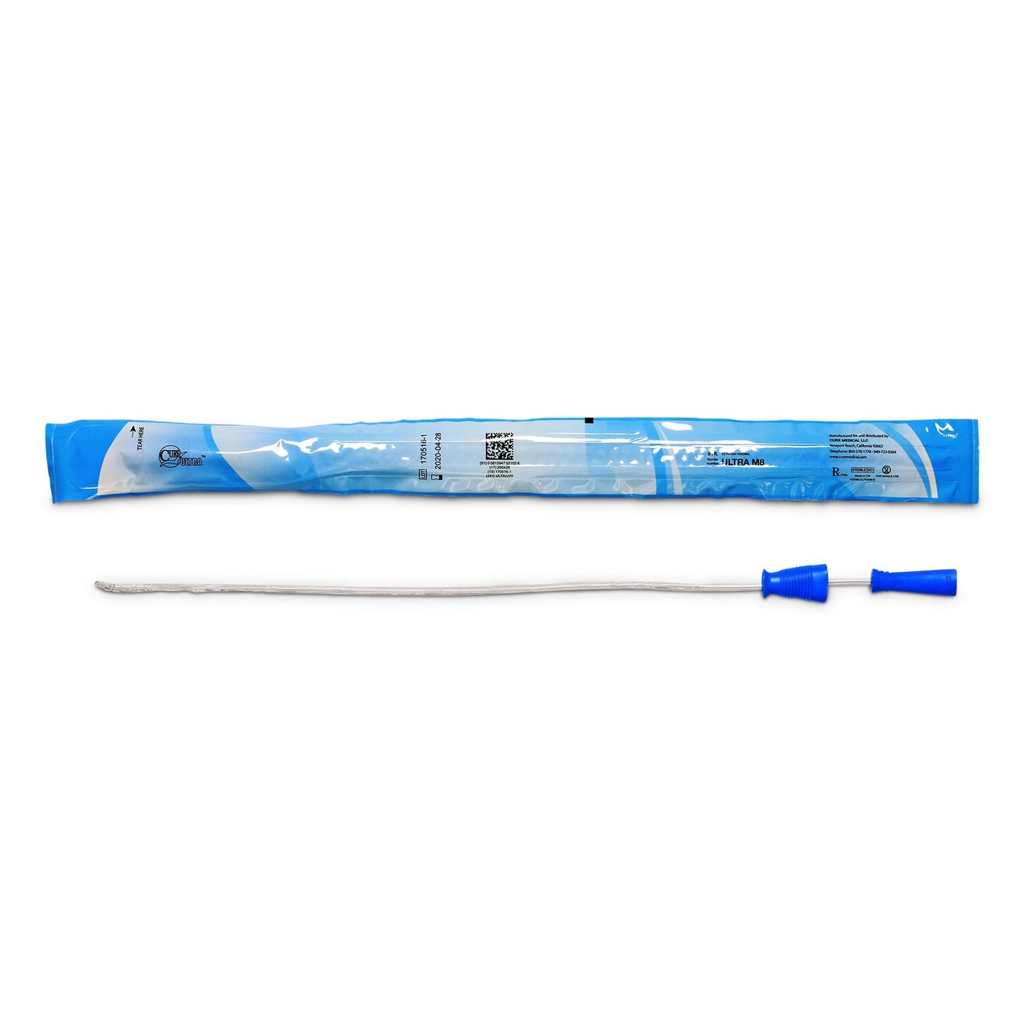 Urethral Catheter Cure Ultra® Straight Tip Lubricated PVC 8 Fr. 16 Inch - ULTRA M8