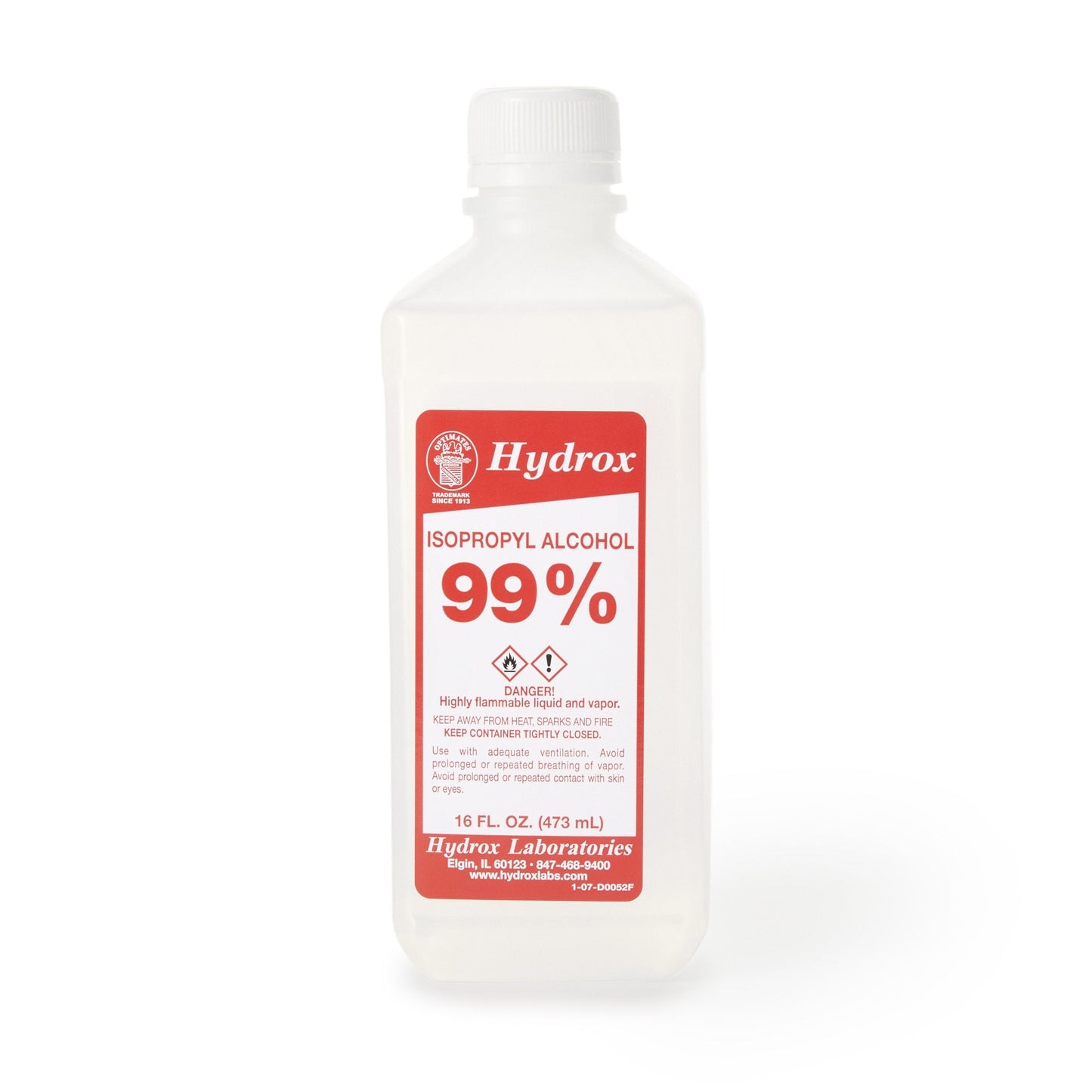 Hydrox Isopropyl Alcohol, 99% Strength Alcohol for Technical Use, 16 ounces D0052
