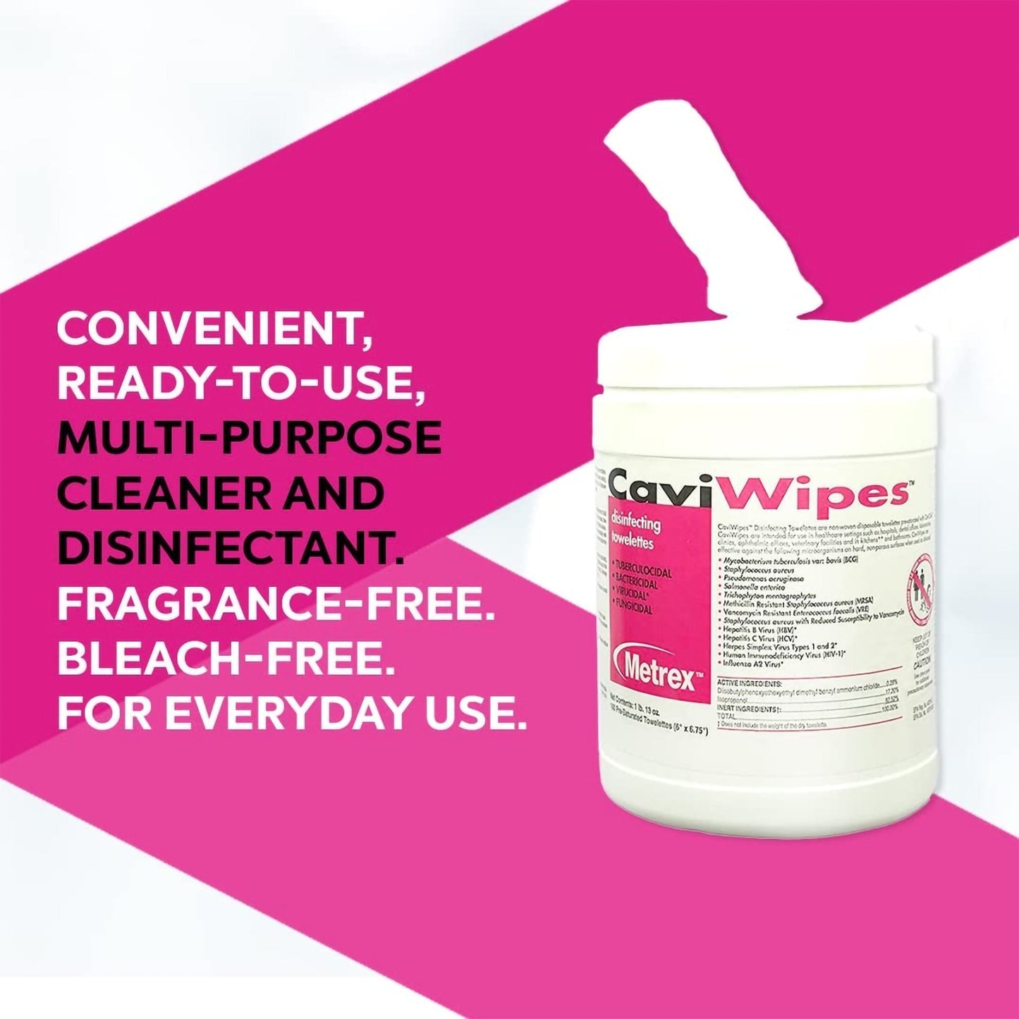 Metrex CaviWipes Surface Disinfectant Alcohol-Based Wipes Canister 6 x 6.75 Inch 13-1100