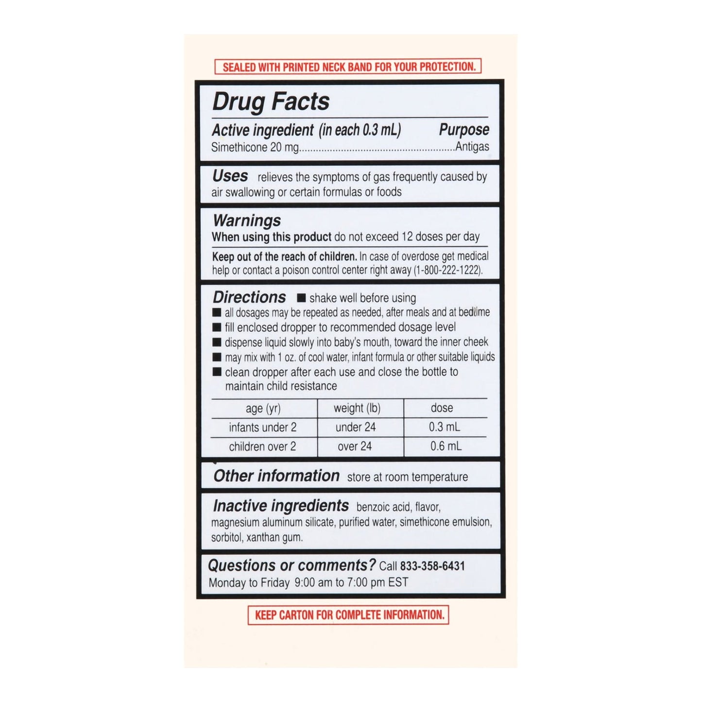 Foster & Thrive™ Simethicone Infant Gas Relief, 1-ounce Dropper Bottle 70677107801