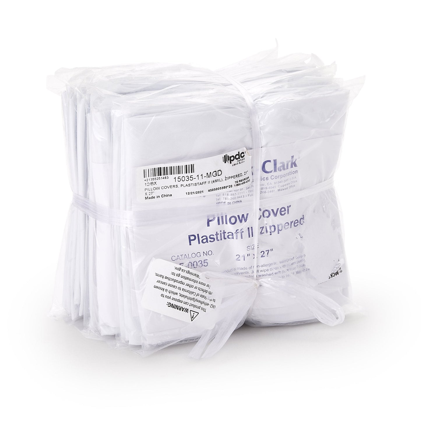 Mark-Clark® White 4 mil Plastistaff Pillow Cover With Zip, 21 x 27 Inch 15035-11-MGD