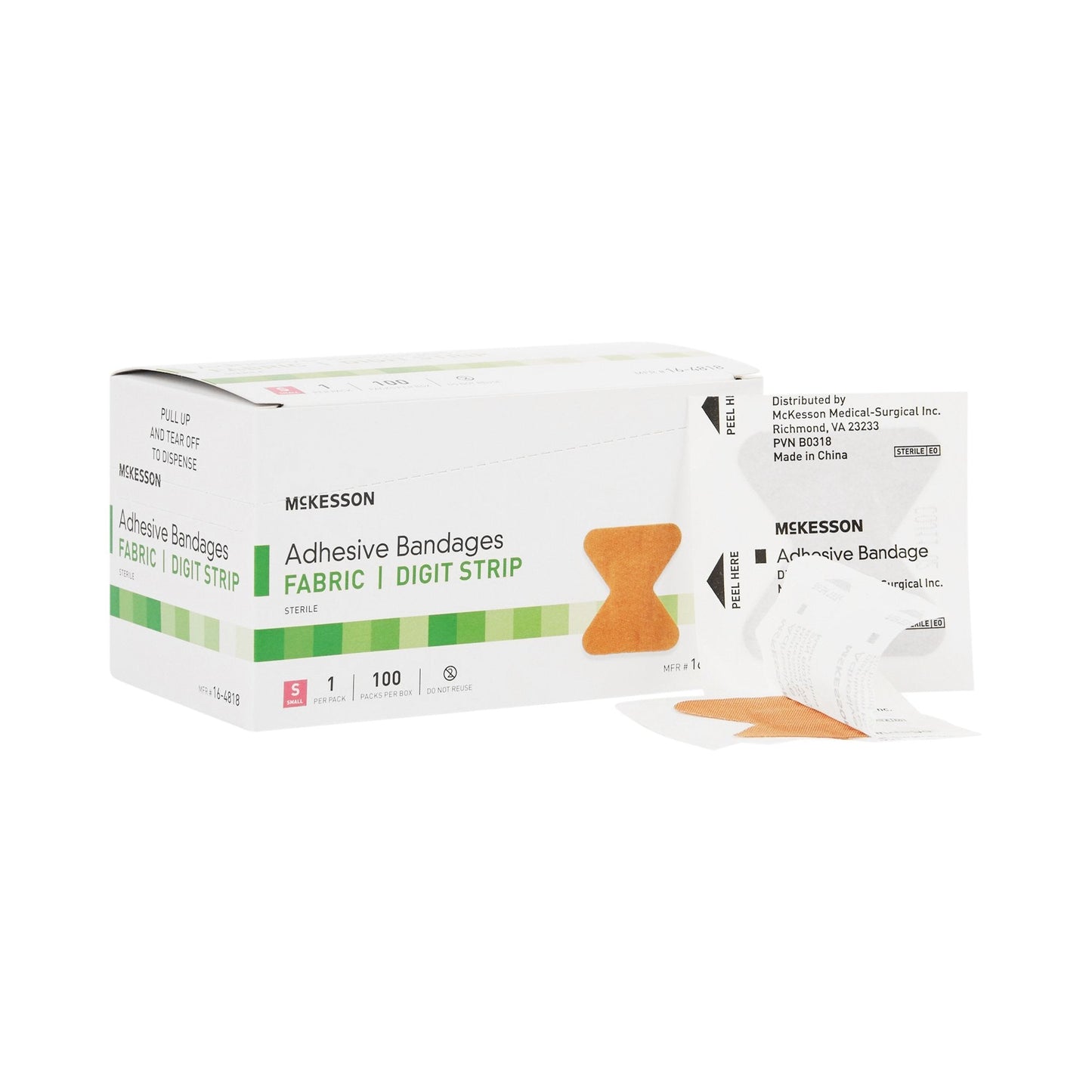 McKesson Fingertip Tan Adhesive Strip, Small 16-4818