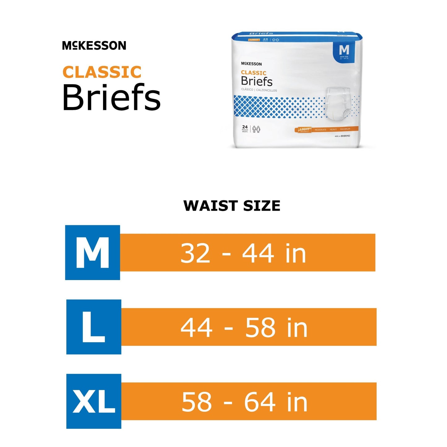 McKesson Classic Light Absorbency Incontinence Brief, Medium BRBRMD