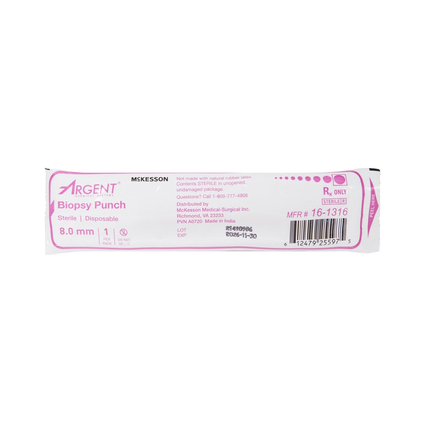 McKesson Argent™ Disposable Biopsy Punches, 8.0 mm 16-1316