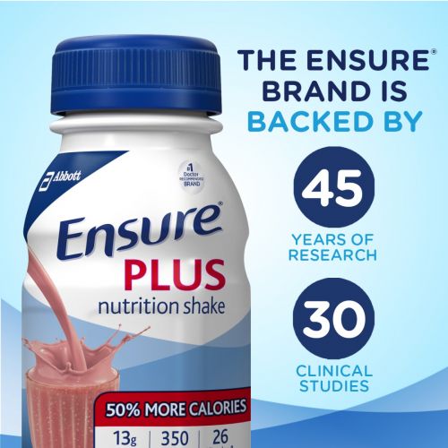 Oral Supplement Ensure® Plus Nutrition Shake Strawberry Flavor Liquid 8 oz. Bottle - 57269