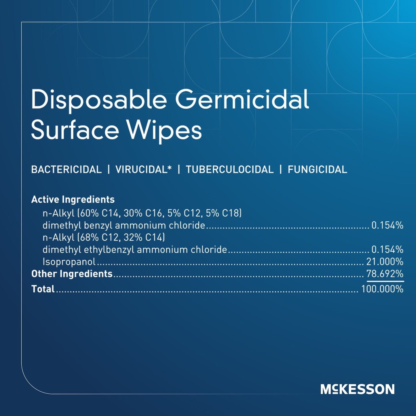 McKesson Germicidal Large Surface Disinfectant Wipes, Canister, 160 ct. 50-66160