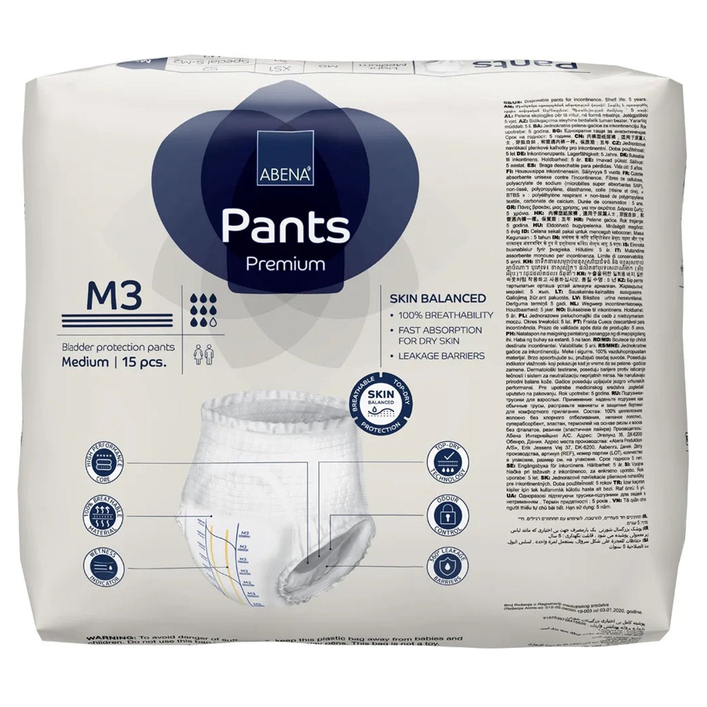 Abena® Premium Pants M3 Incontinence Brief, Medium 1000021324