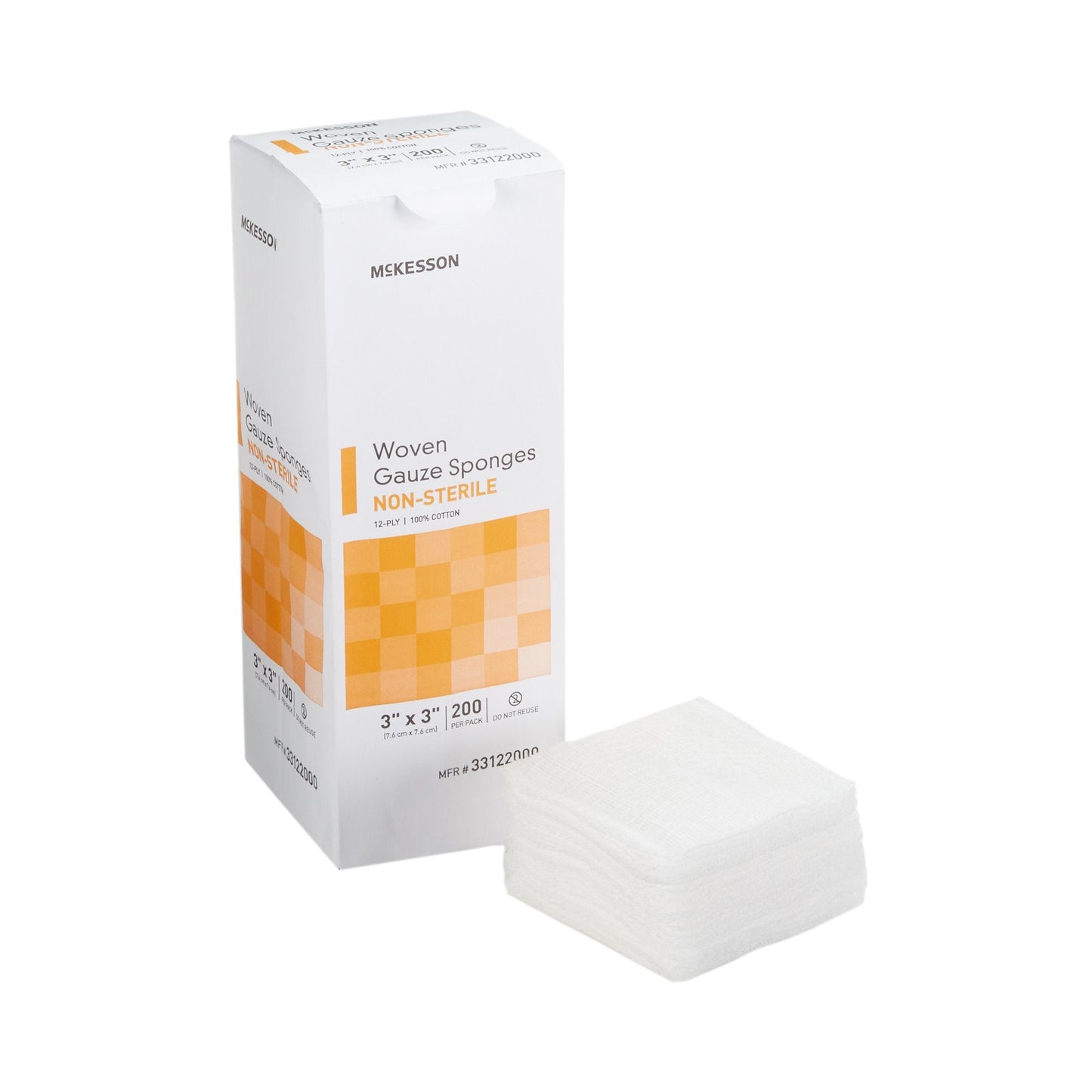 McKesson Gauze Sponge, 3 x 3 Inch, 12-Ply 33122000