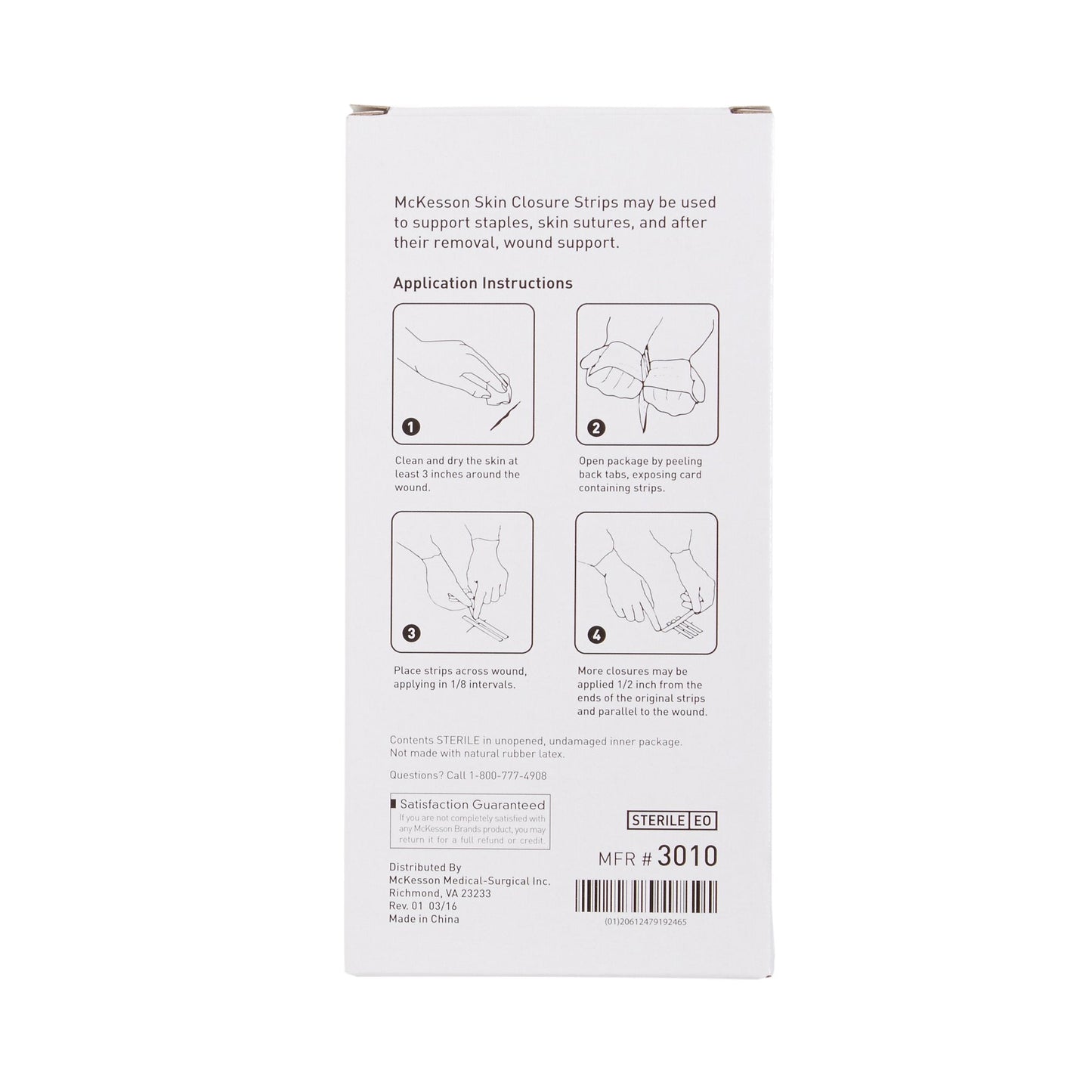 McKesson Skin Closure Reinforced Strip, ½ X 4 Inch 3010