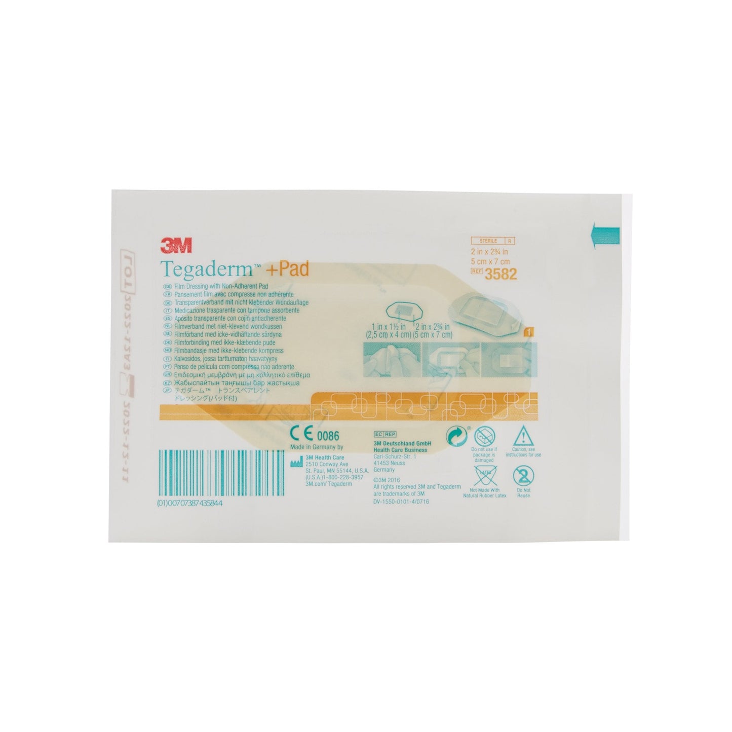 3M™ Tegaderm™ Film Dressing with Pad, 2 x 2-3/4 Inch 3582