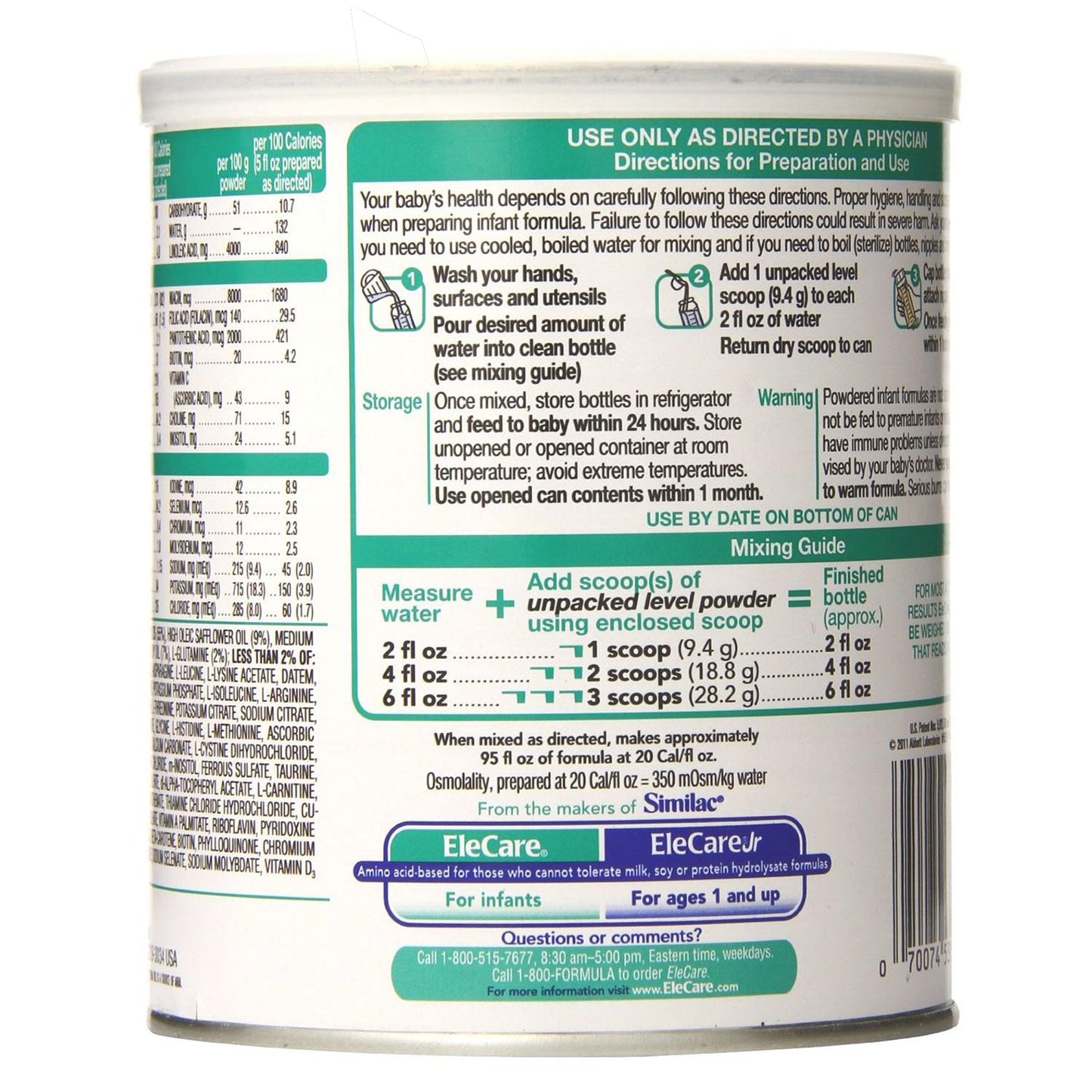 EleCare® with Iron Powder Infant Formula, 14.1-ounce can 55251