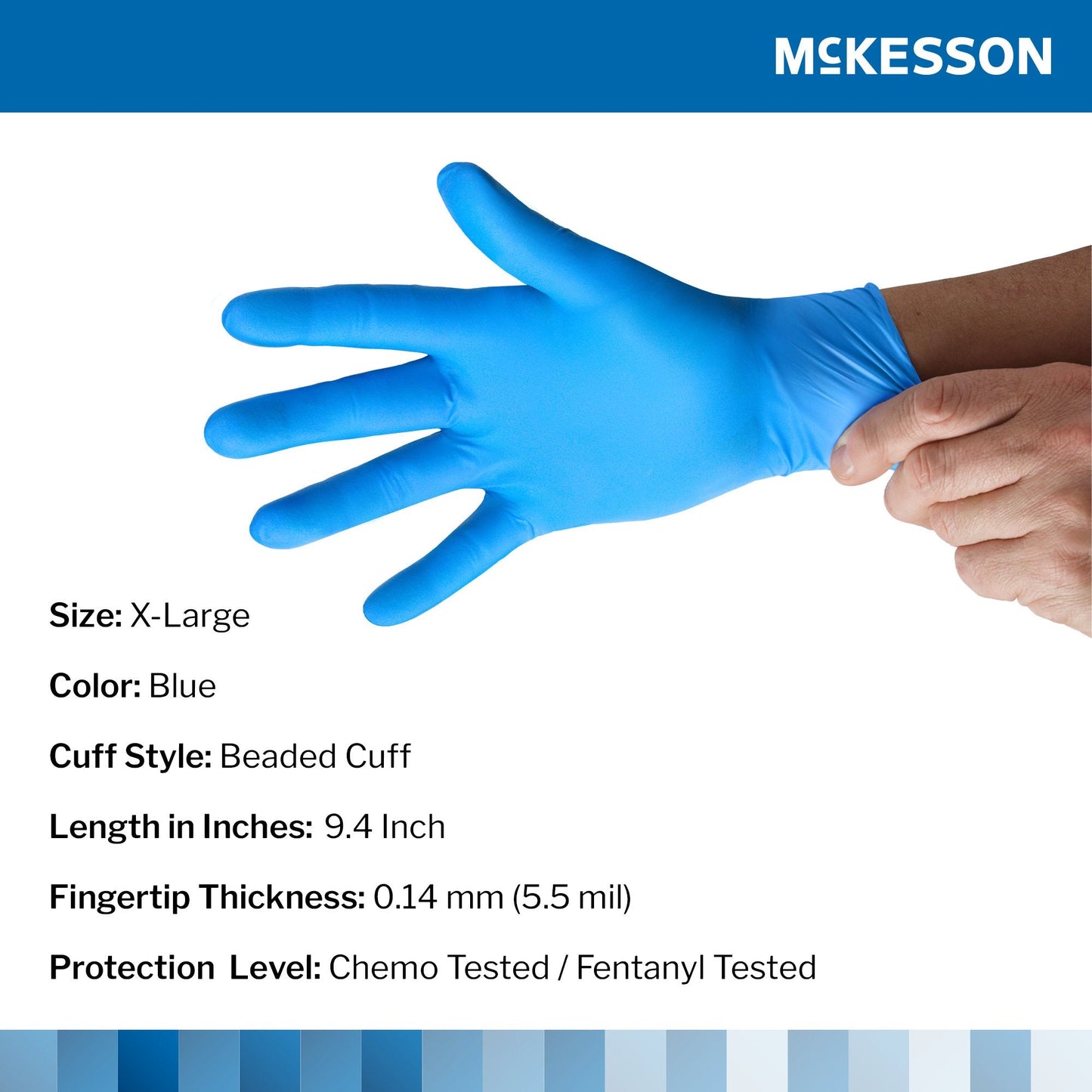 McKesson Confiderm® 6.8C Nitrile Exam Glove, X-Large, Blue 14-6N681C