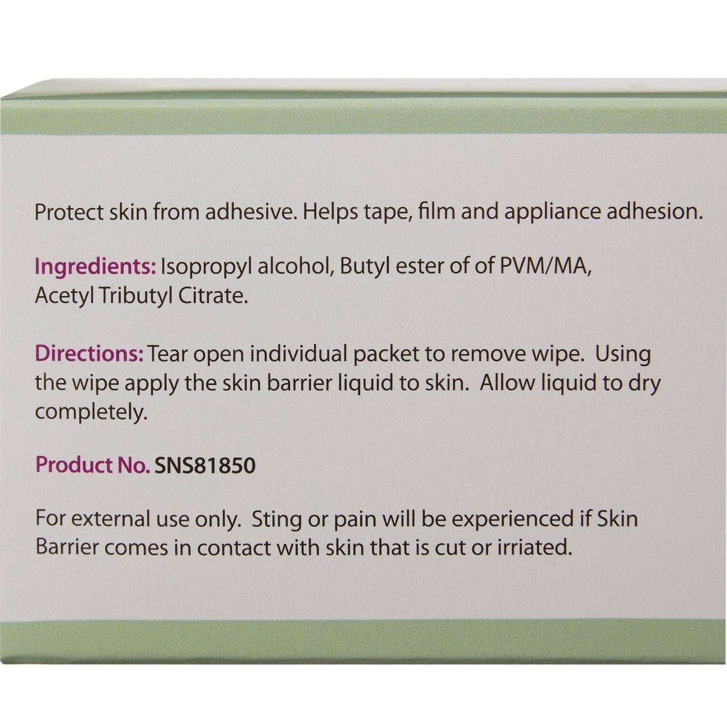 Safe N Simple Skin Barrier Wipe, 50 Packets per Box SNS81850