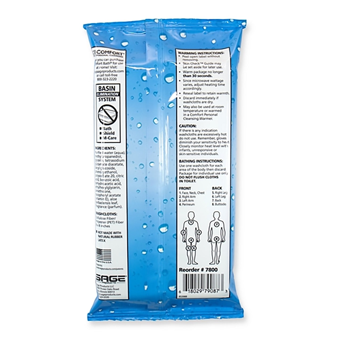 Sage Products Essential Bath Rinse-Free Wipes, Medium Weight, Soft Pack 7800