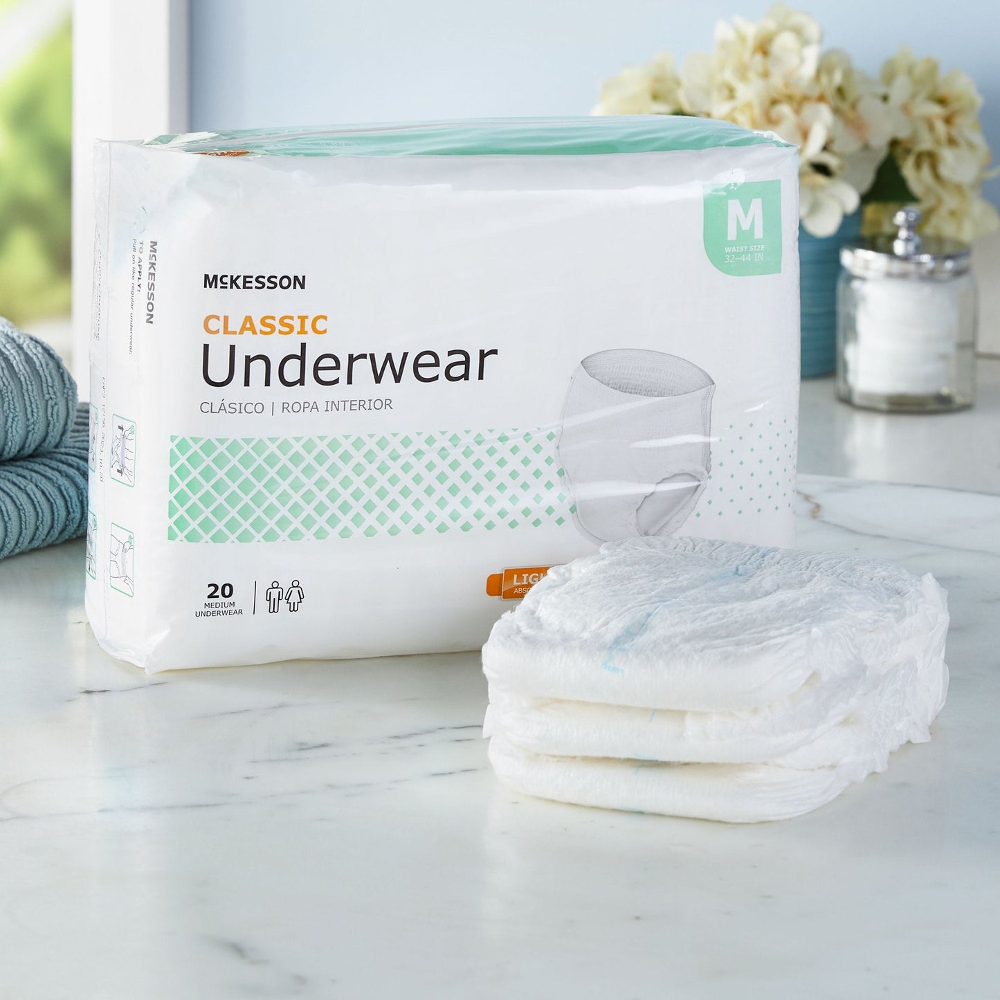 McKesson Classic Light Absorbency Incontinence Underwear, Medium UWEMD