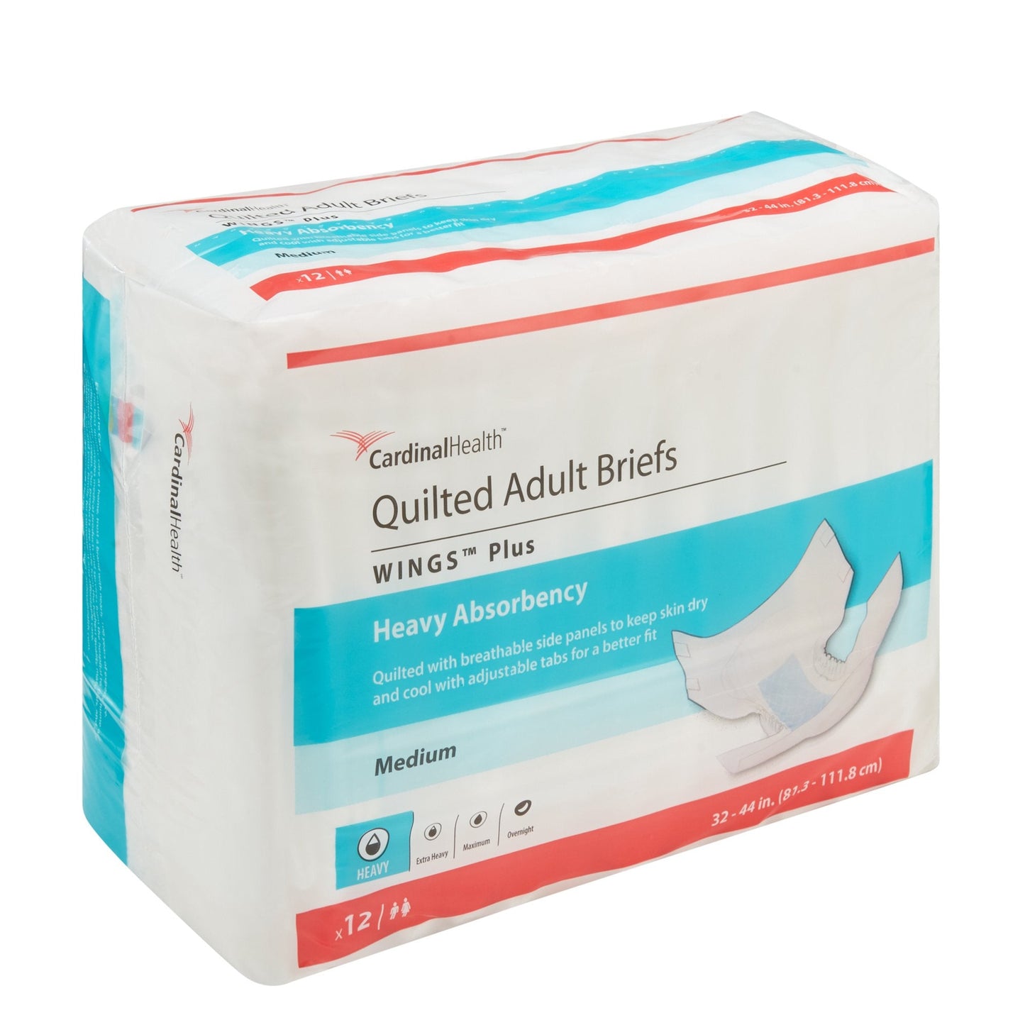 Wings™ Plus Quilted Heavy Absorbency Incontinence Brief, Medium 66033