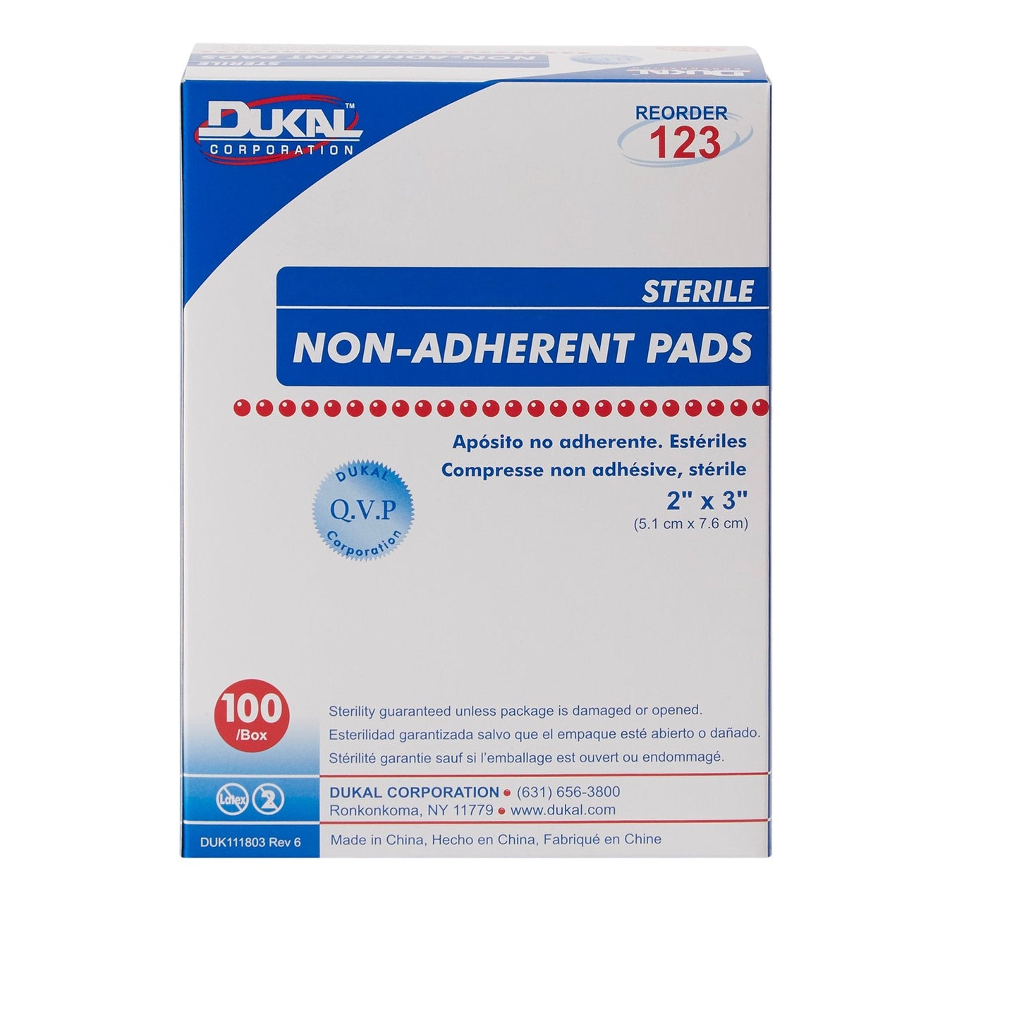 Dukal™ Nonadherent Dressing, 2 x 3 Inch 123