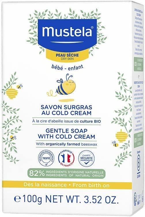 Mustela Baby Soap with Cold Cream - Gentle, Non-Drying, and Dermatologically Tested for Newborns